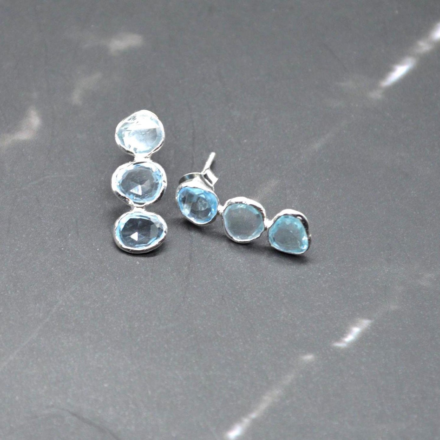 Blue Topaz Drop Earrings, Gold Plated Sterling Silver Earrings, December Birthstone, Blue Topaz Jewelry, Blue Gemstone, Gift For Her