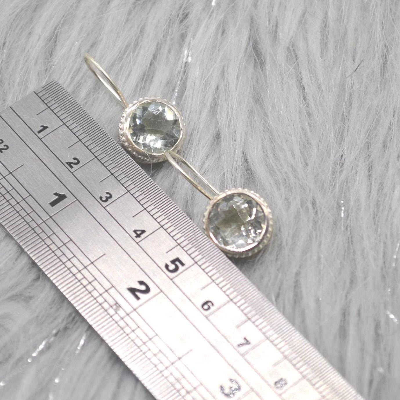 Green Amethyst Sterling Silver Drop Earrings: Minimalist February Birthstone