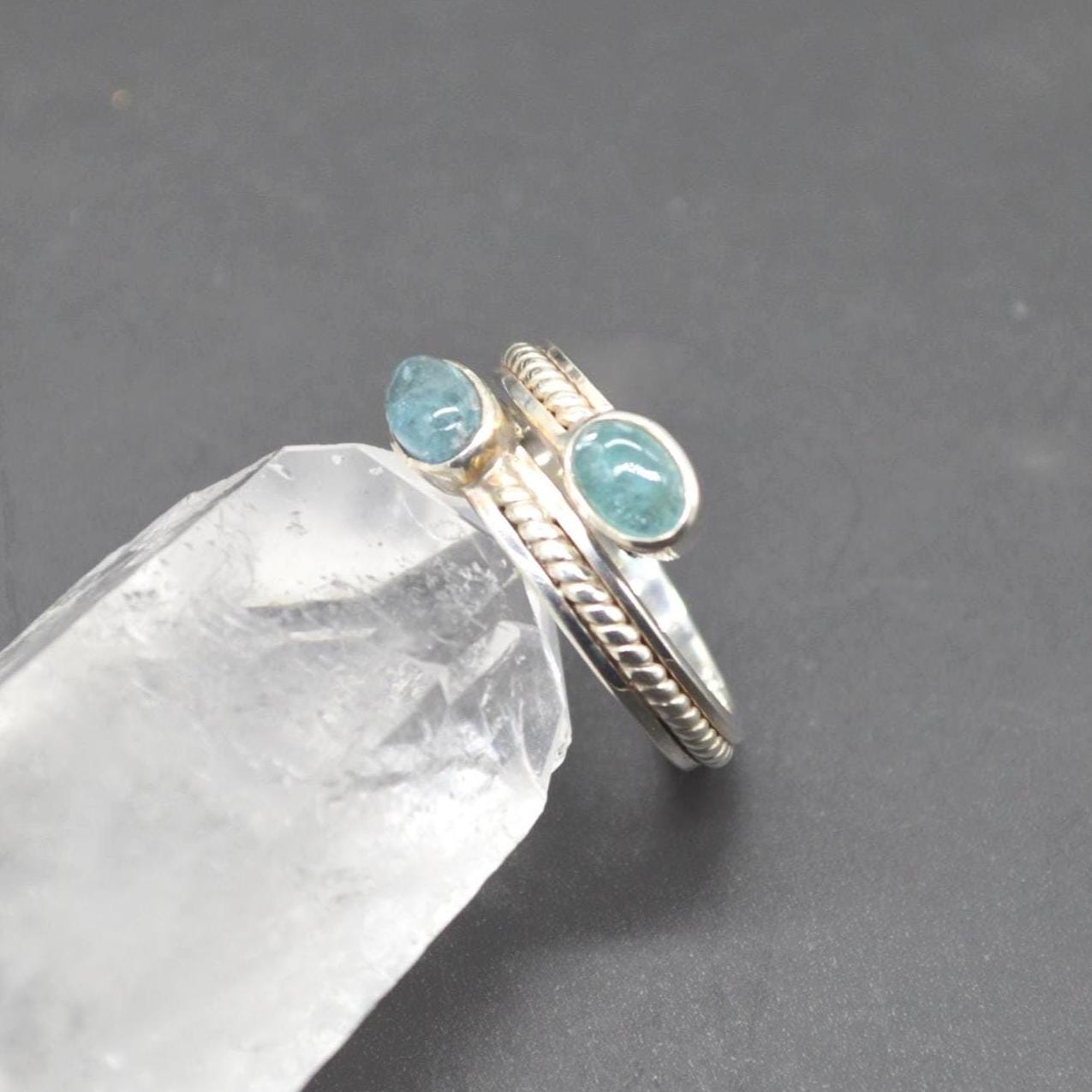 Aquamarine Sterling Silver Ring: March Birthstone, UK Size O, Blue Gemstone Jewelry
