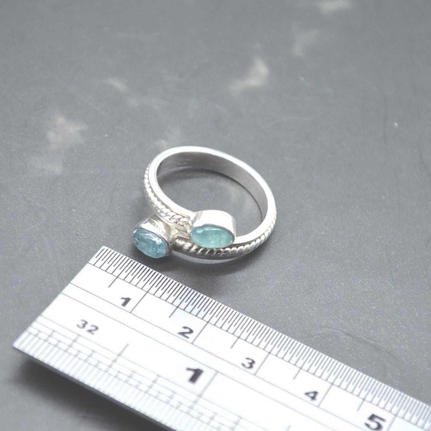 Aquamarine Sterling Silver Ring: March Birthstone, UK Size O, Blue Gemstone Jewelry