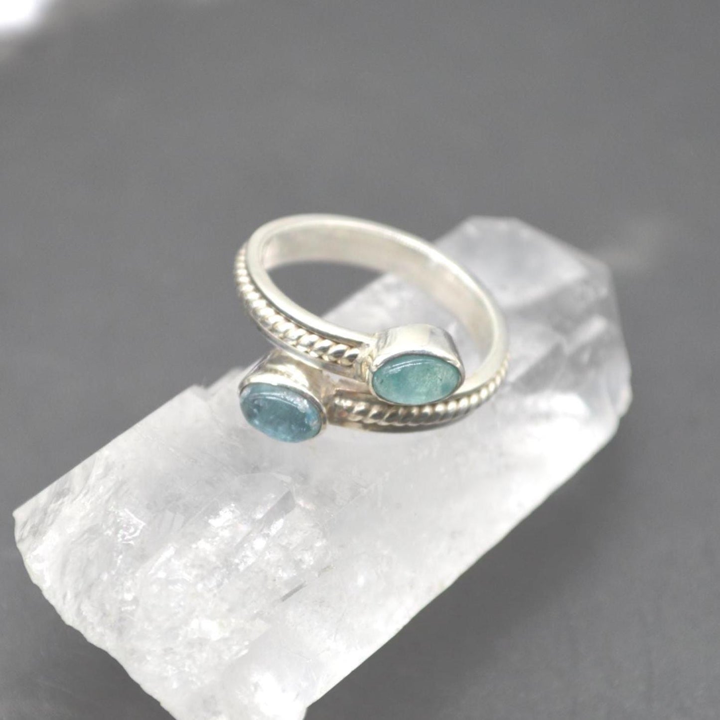 Aquamarine Sterling Silver Ring: March Birthstone, UK Size O, Blue Gemstone Jewelry