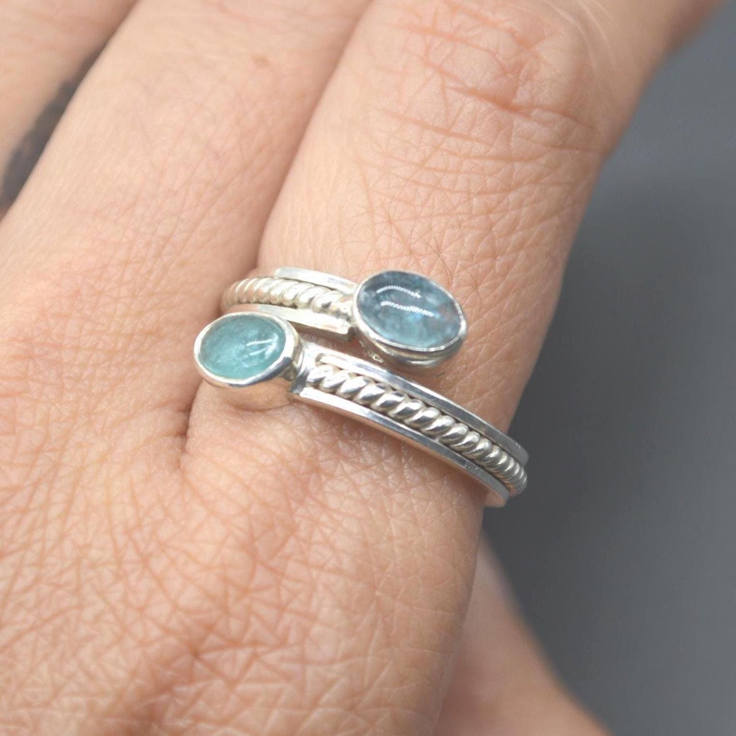 Aquamarine Sterling Silver Ring: March Birthstone, UK Size O, Blue Gemstone Jewelry