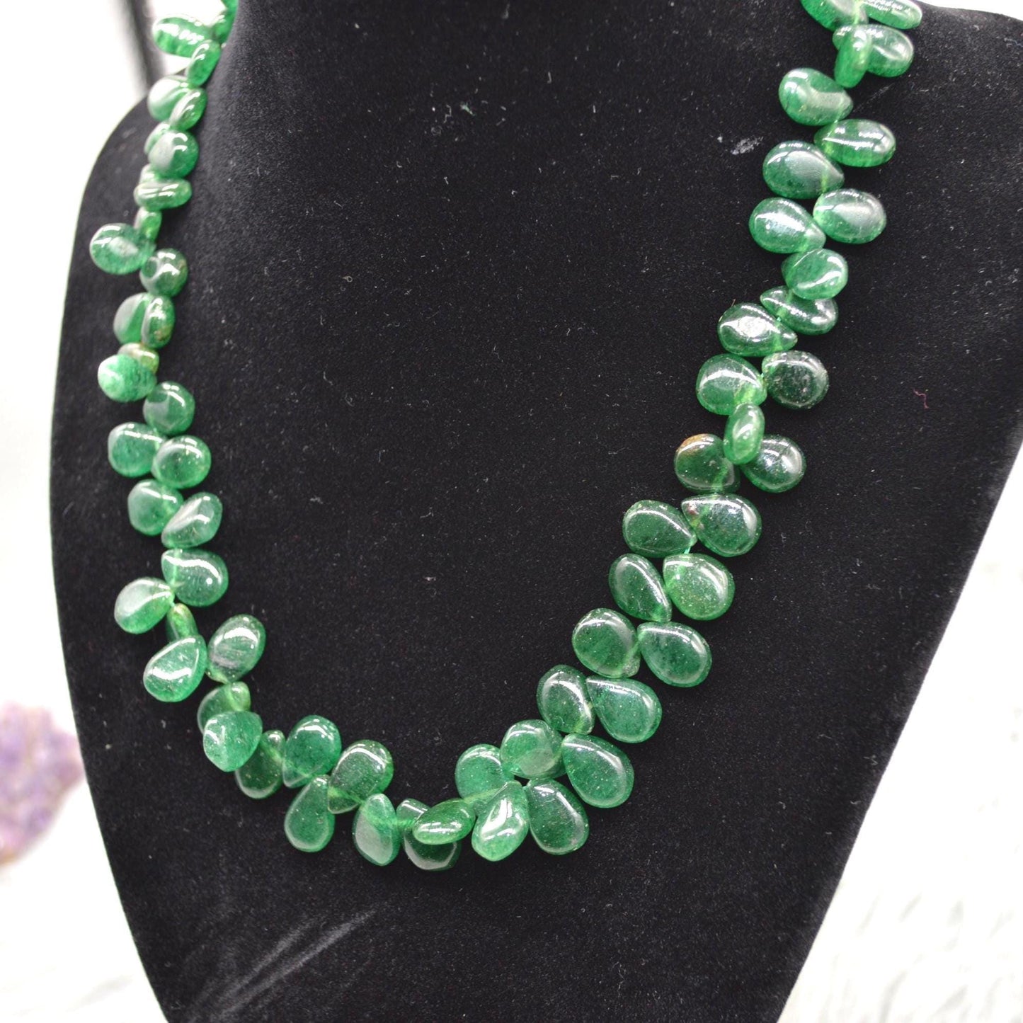 Green Aventurine Beaded Necklace: Mint Green Gemstone Jewelry, 16 Inches