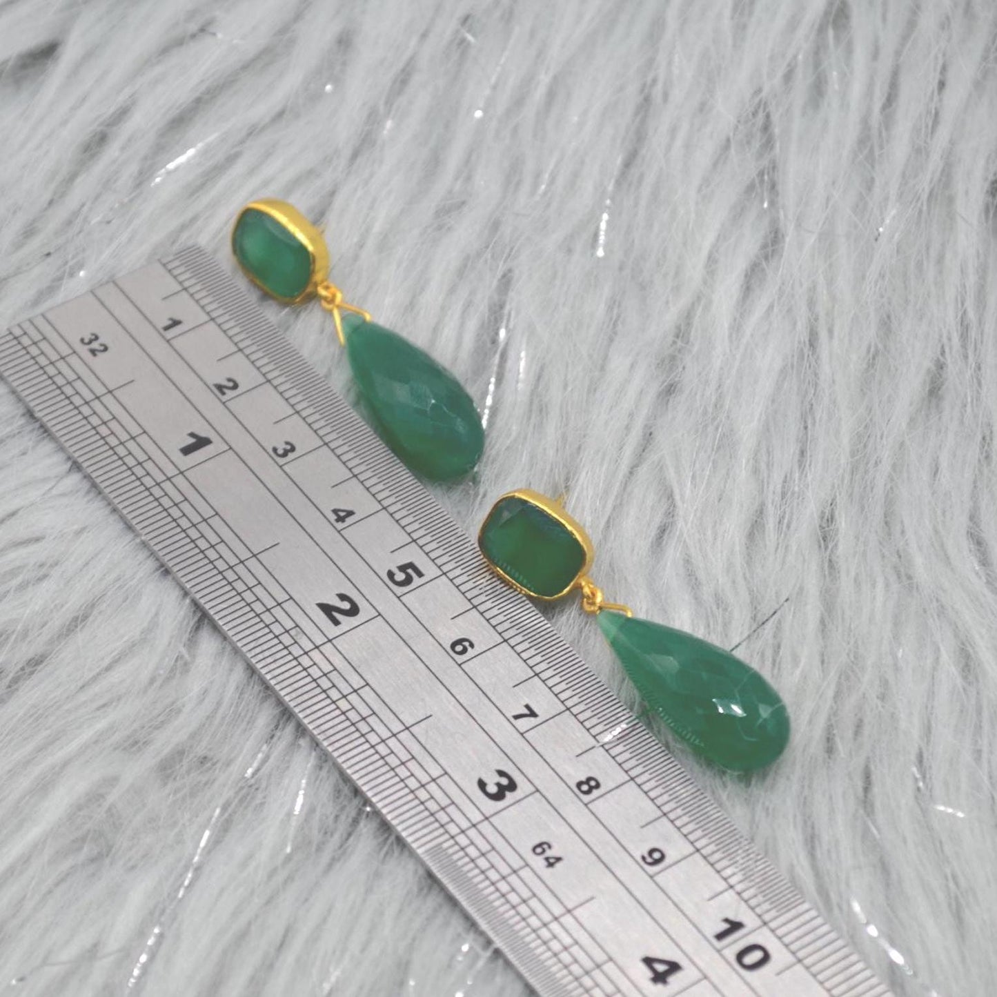 Green Onyx Gold Drop Earrings: Sterling Silver Jewelry, Gemstone Teardrop Earrings