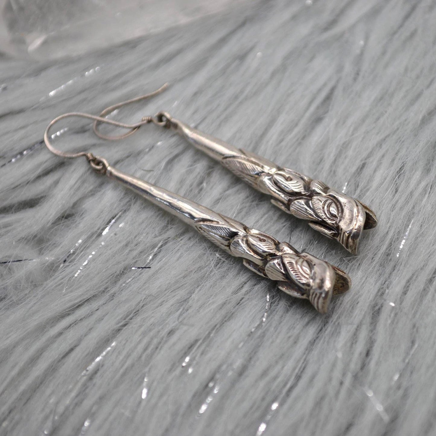 Oxidised Sterling Silver Earrings: Dragon Fish, Handmade Nepali Jewelry