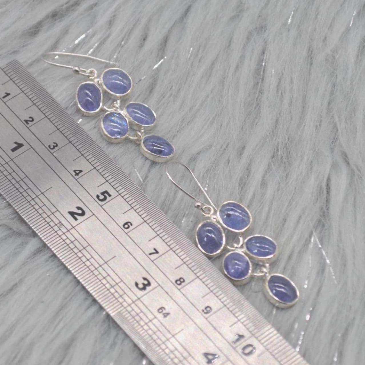 Tanzanite Sterling Silver Drop Earrings: December Birthstone, Blue Gemstone Drop Jewelry