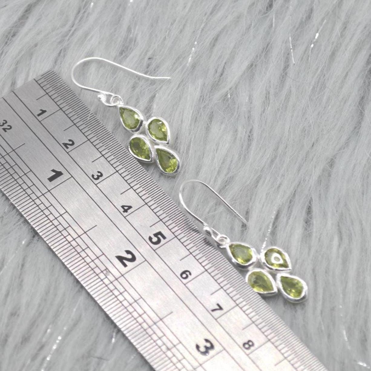 Peridot Sterling Silver Drop Earrings: August Birthstone, Green Gemstone Floral Jewelry