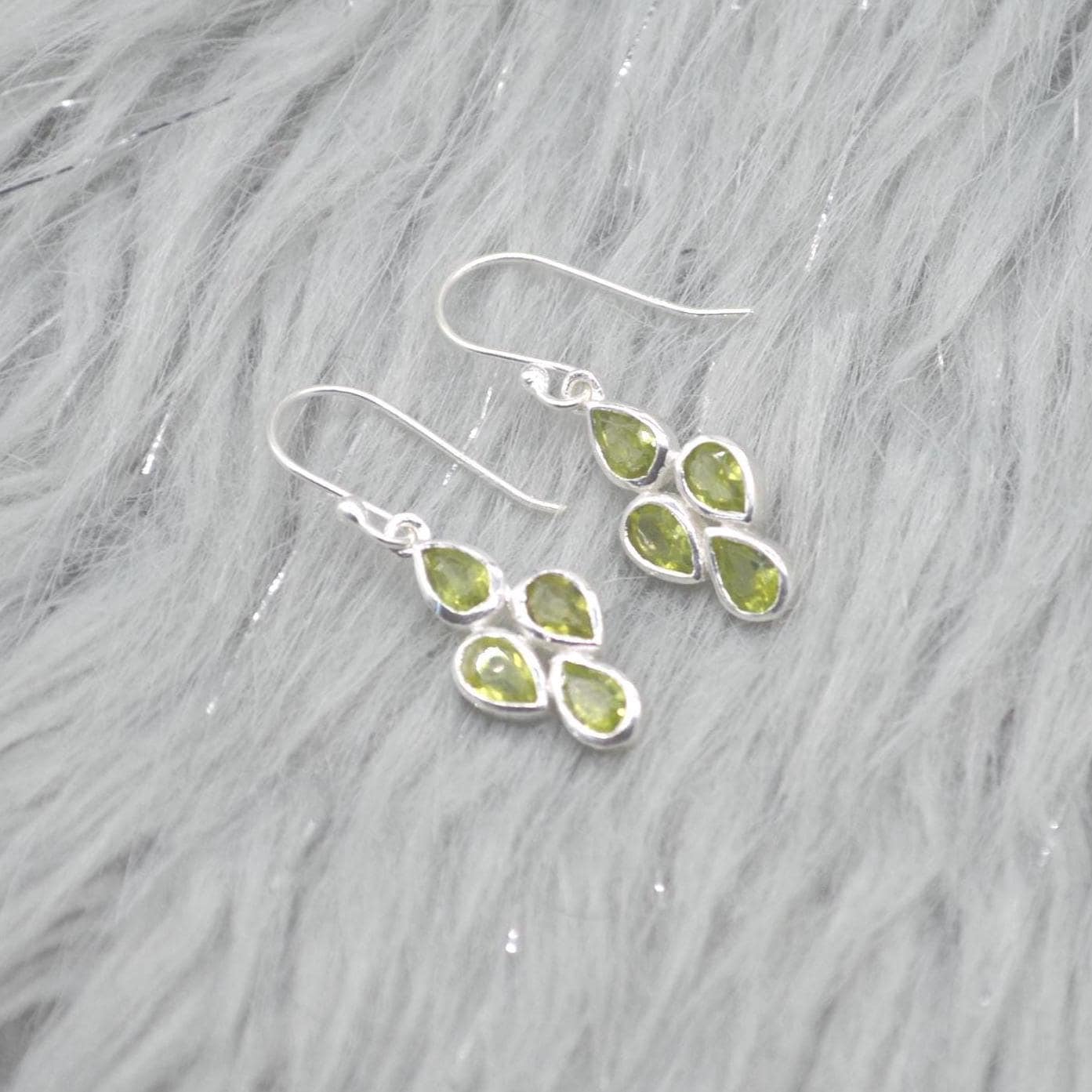 Peridot Sterling Silver Drop Earrings: August Birthstone, Green Gemstone Floral Jewelry