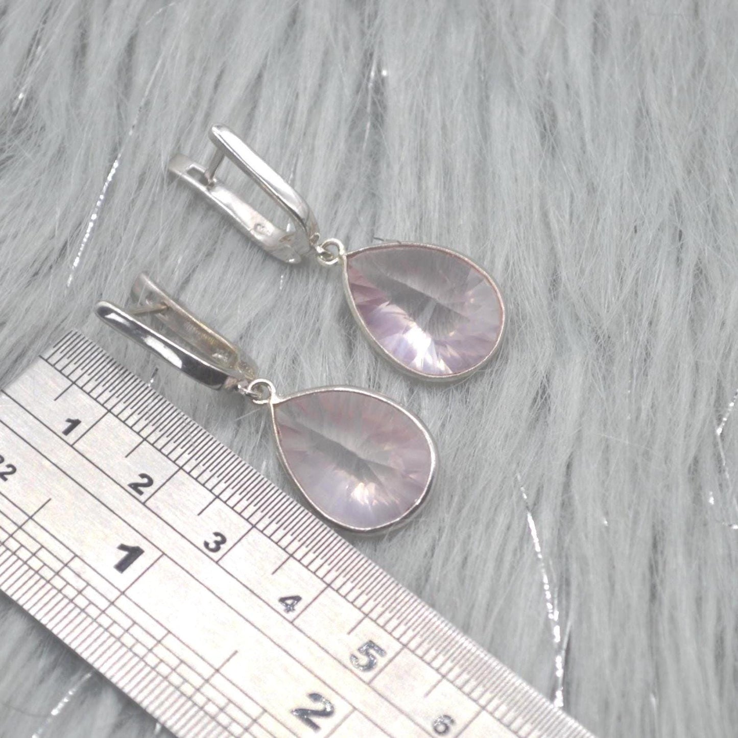 Rose Quartz Silver Teardrop Earrings: Handmade Pink Gemstone Jewelry