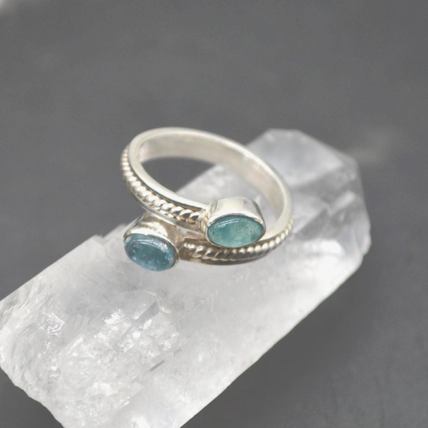 Aquamarine Sterling Silver Ring: March Birthstone, UK Size O, Blue Gemstone Jewelry