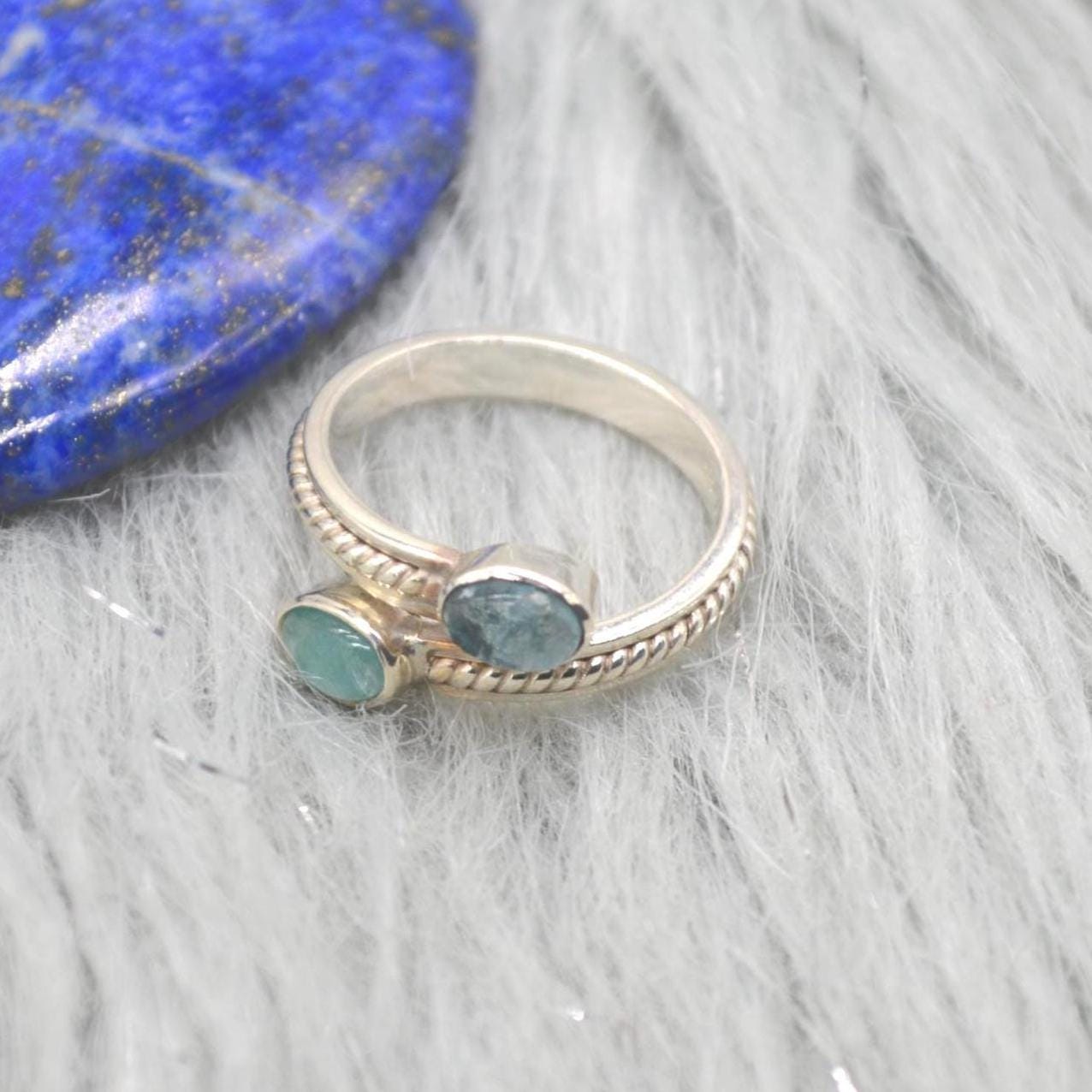 Aquamarine Sterling Silver Ring: March Birthstone, UK Size O, Blue Gemstone Jewelry
