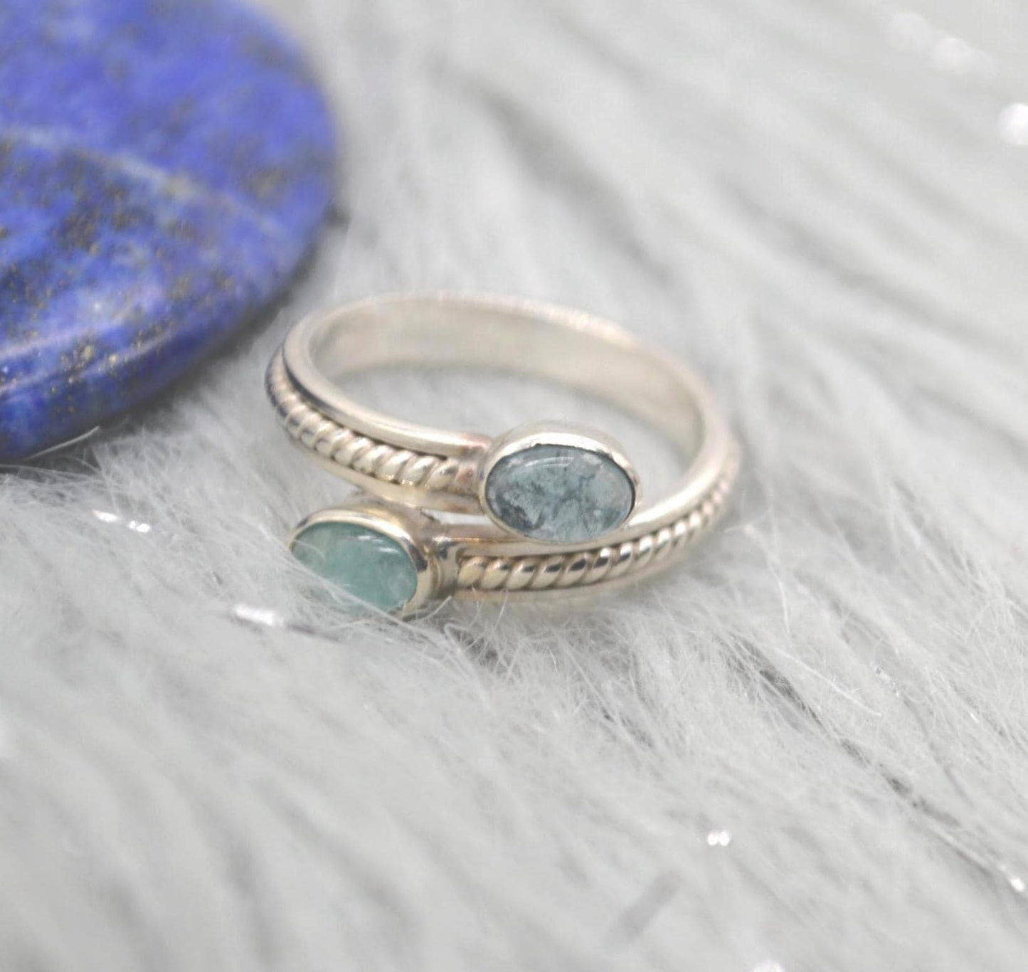 Aquamarine Sterling Silver Ring: March Birthstone, UK Size O, Blue Gemstone Jewelry