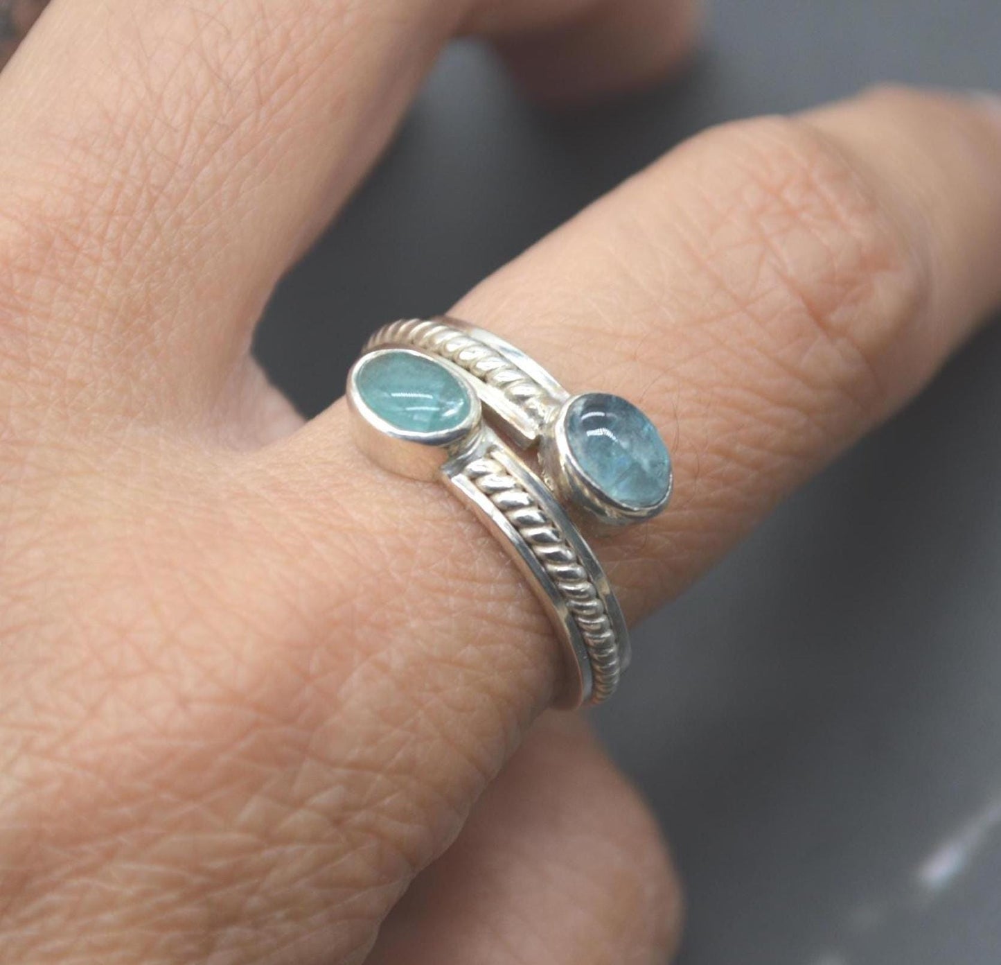 Aquamarine Sterling Silver Ring: March Birthstone, UK Size O, Blue Gemstone Jewelry