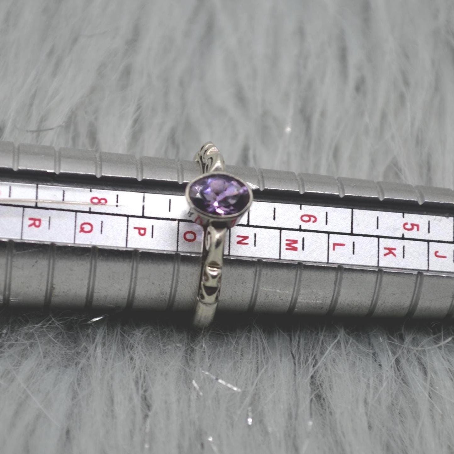 Amethyst Sterling Silver Ring: February Birthstone Jewelry, Purple Gemstone, Everyday Stacking Ring