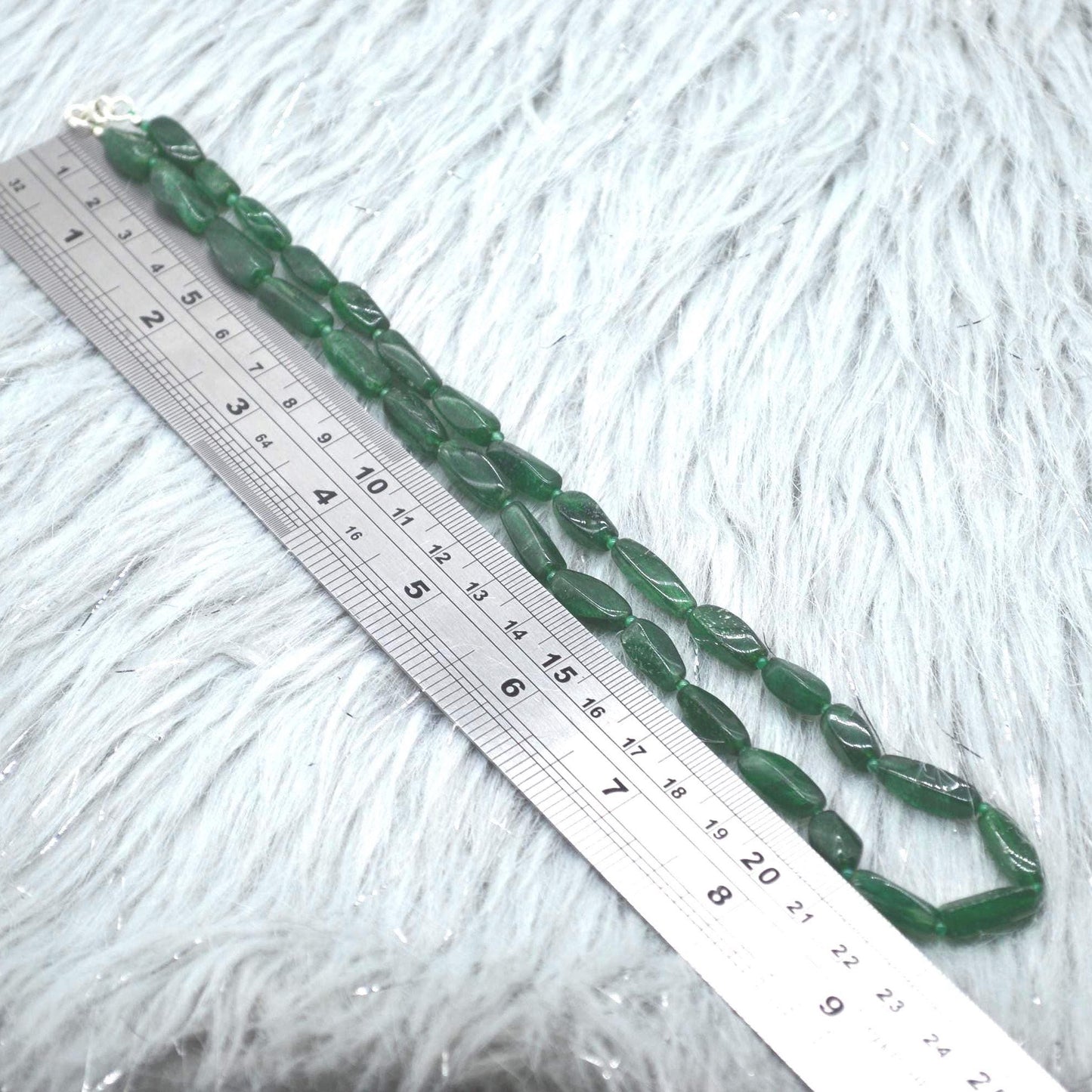 Green Aventurine Beaded Necklace: Sterling Silver, Mint Green Gemstone Jewelry, 18 Inches