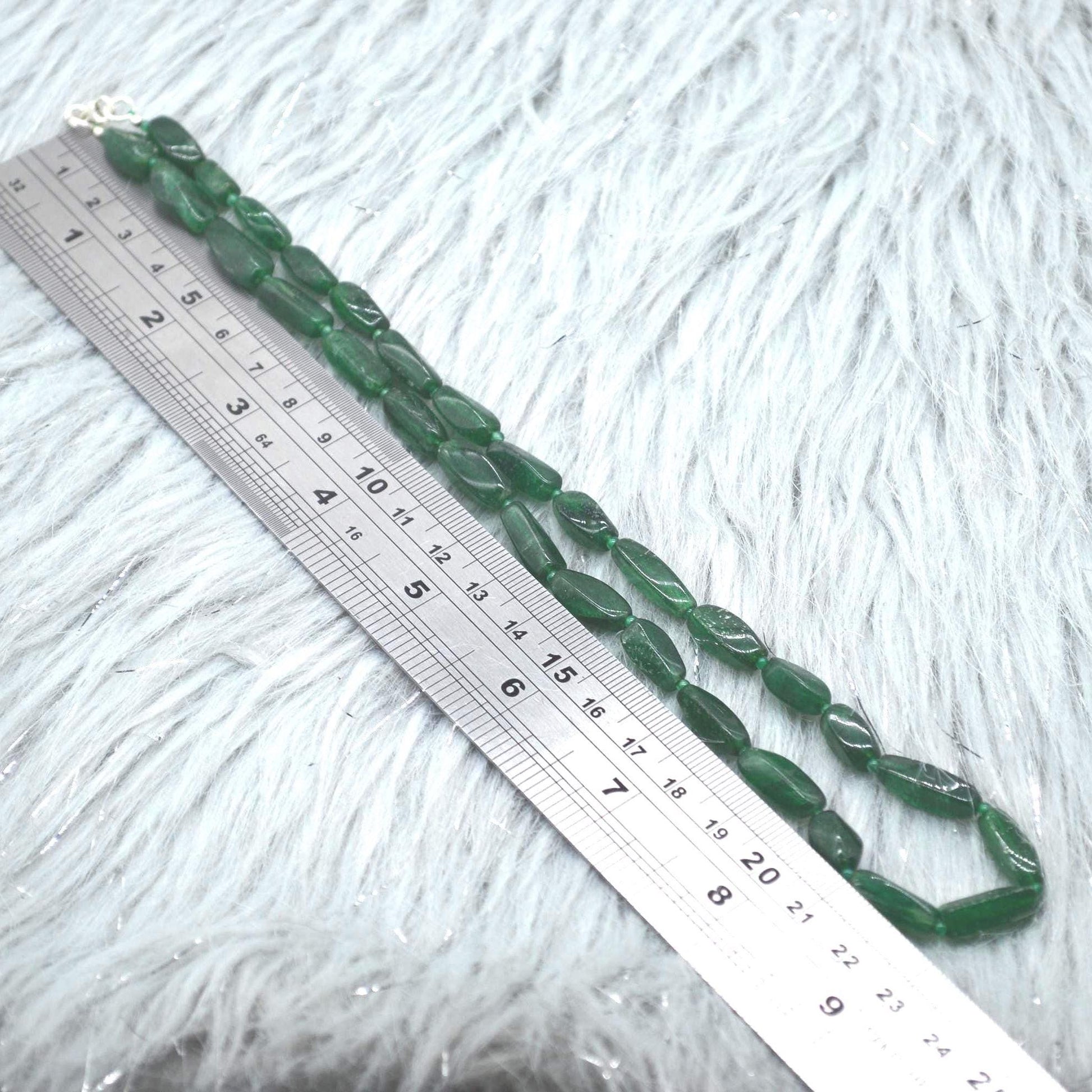 Green Aventurine Beaded Necklace: Sterling Silver, Mint Green Gemstone Jewelry, 18 Inches