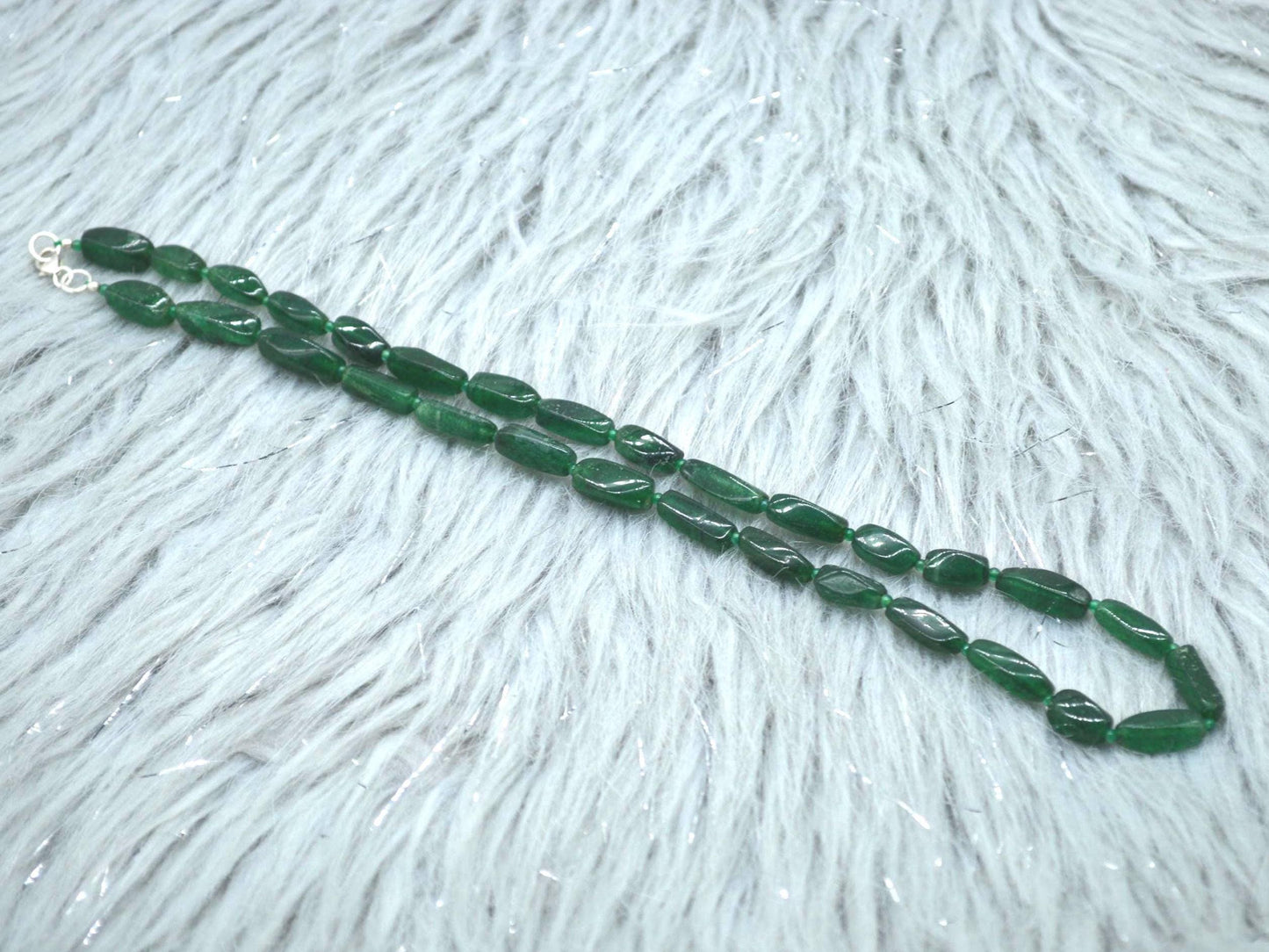Green Aventurine Beaded Necklace: Sterling Silver, Mint Green Gemstone Jewelry, 18 Inches