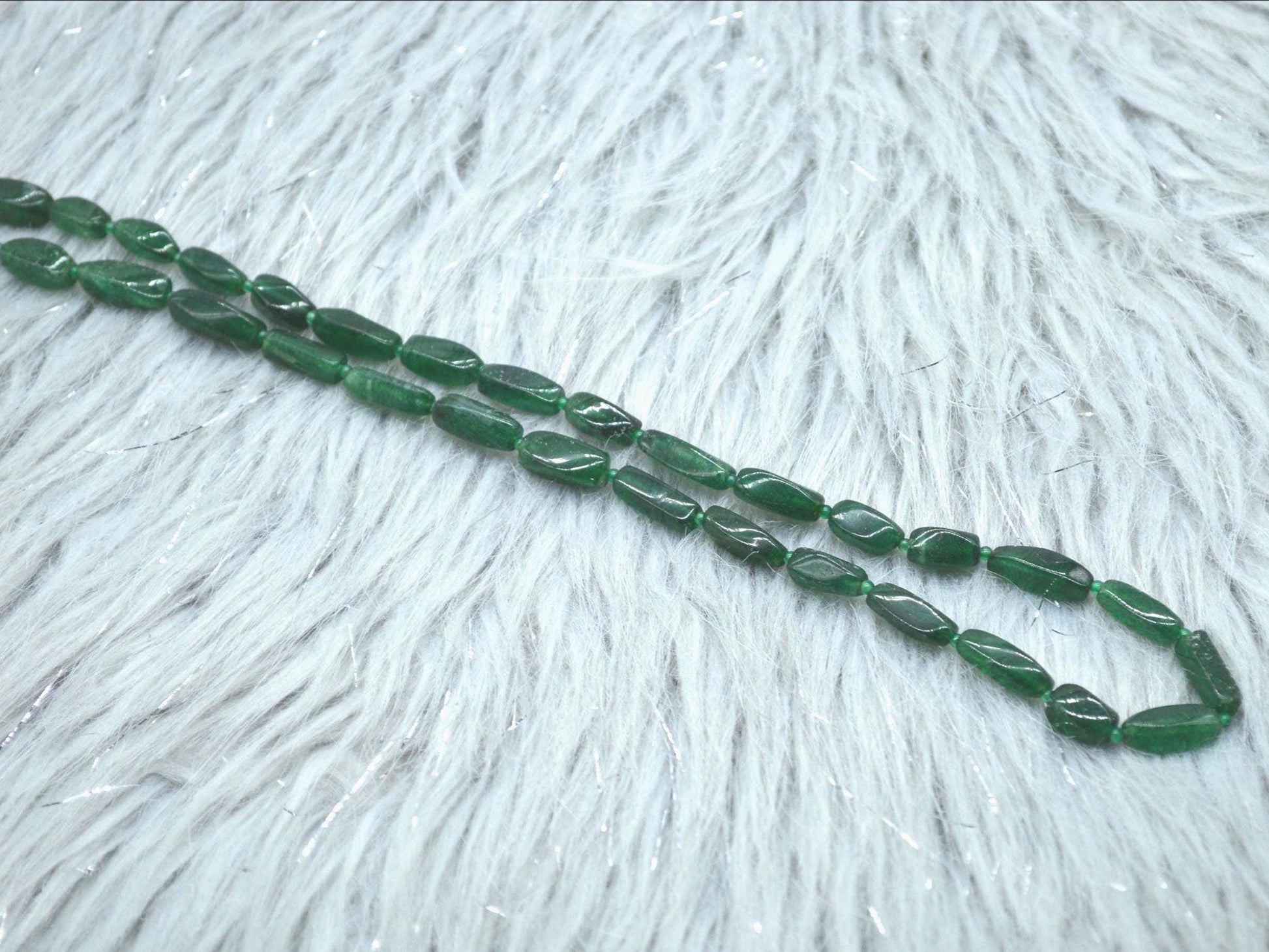 Green Aventurine Beaded Necklace: Sterling Silver, Mint Green Gemstone Jewelry, 18 Inches