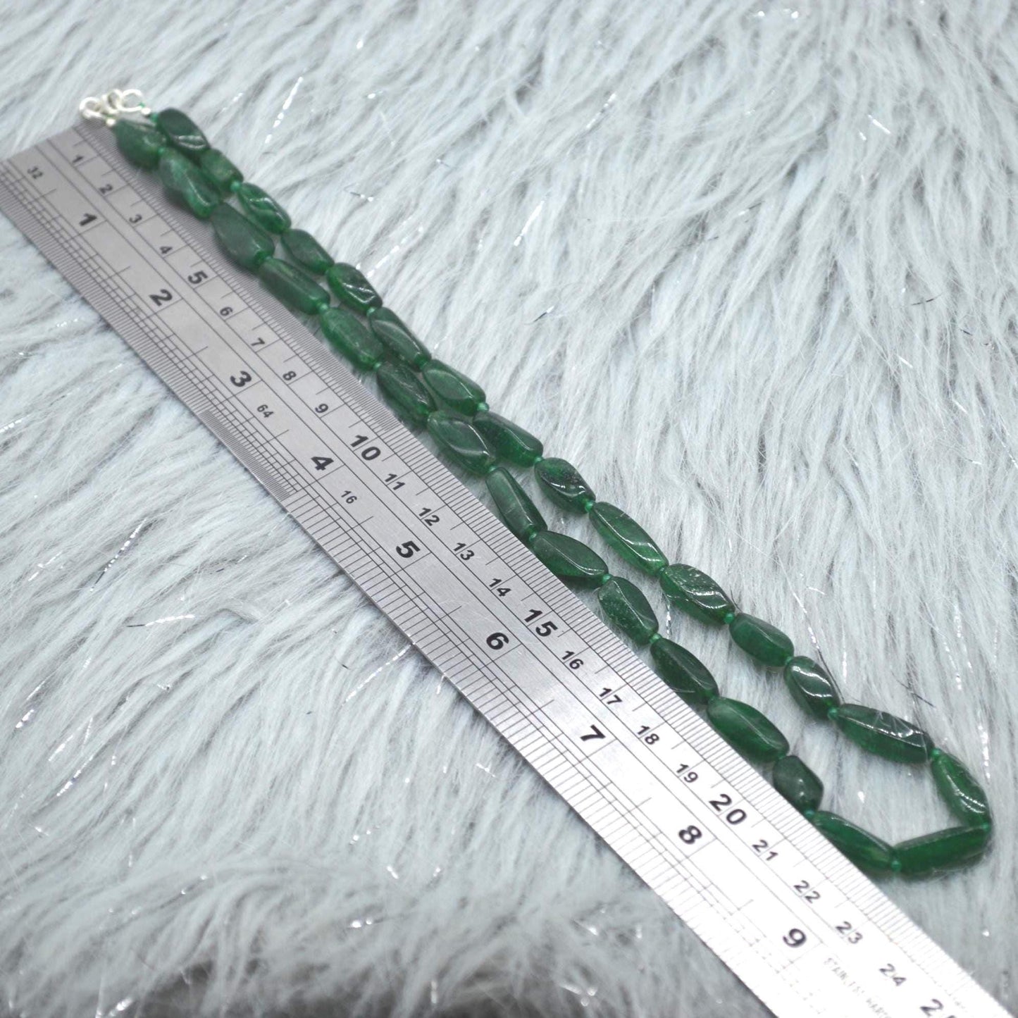 Green Aventurine Beaded Necklace: Sterling Silver, Mint Green Gemstone Jewelry, 18 Inches