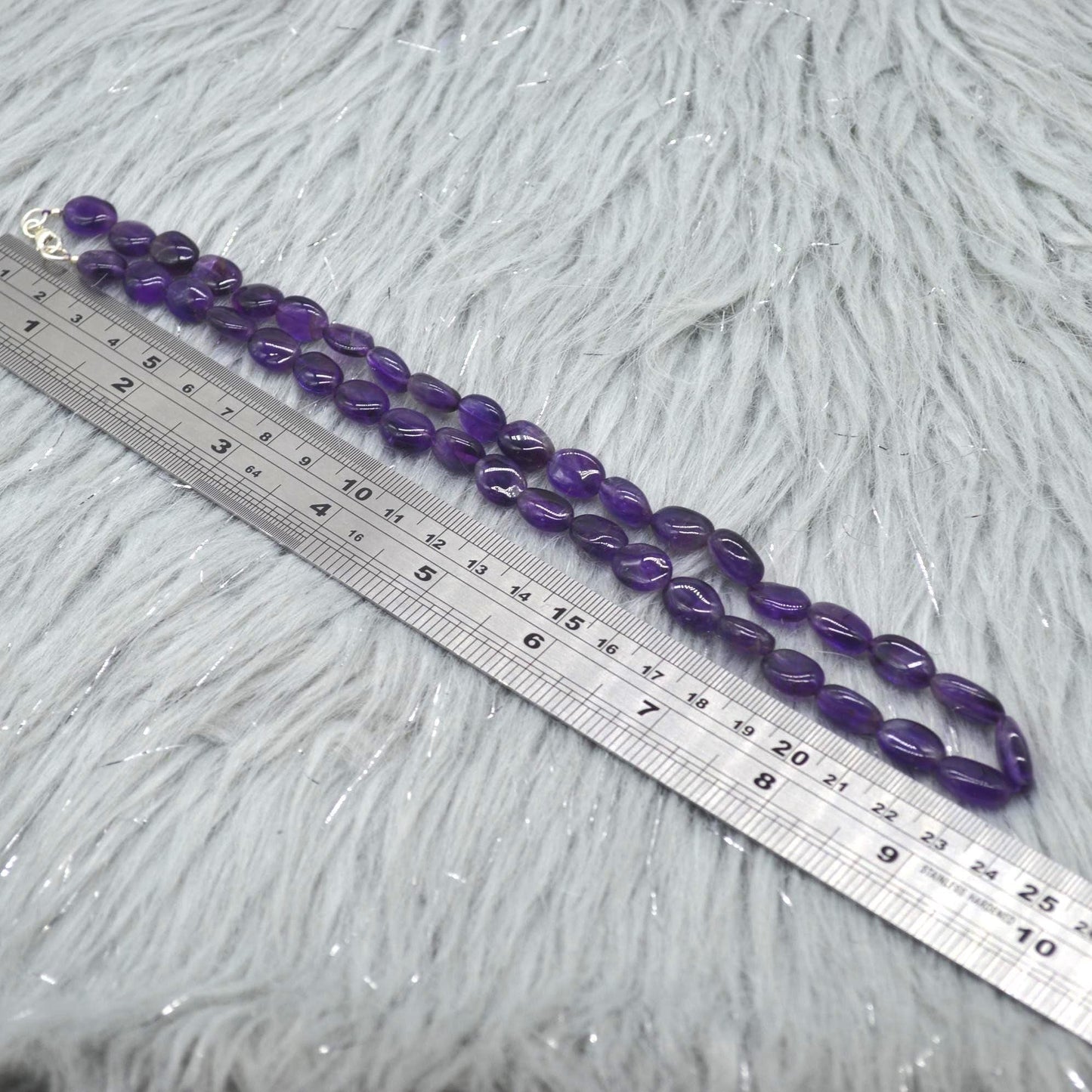Amethyst Beaded Necklace: Sterling Silver, February Birthstone, Purple Gemstone Jewelry