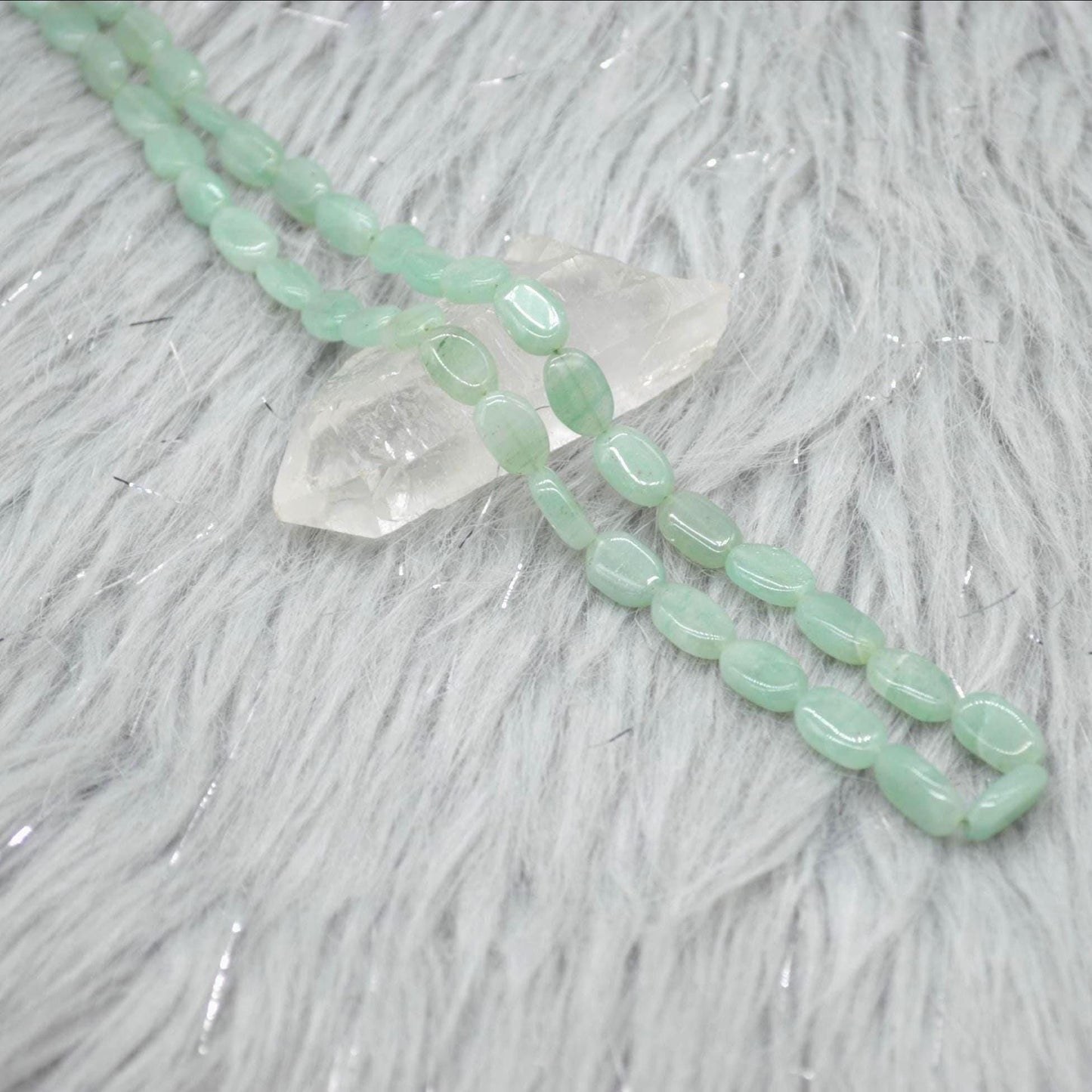 Light Green Aventurine Beaded Necklace: Sterling Silver, Green Gemstone Jewelry, 18 Inches