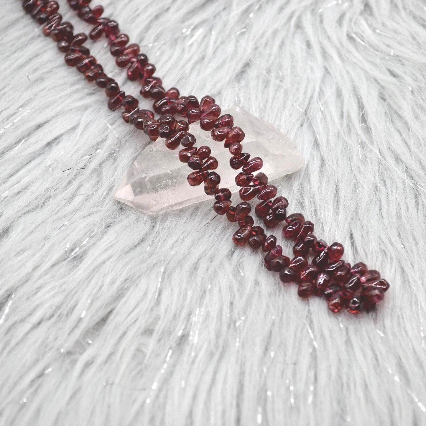 Red Garnet Beaded Necklace: Sterling Silver, January Birthstone, Red Gemstone Jewelry