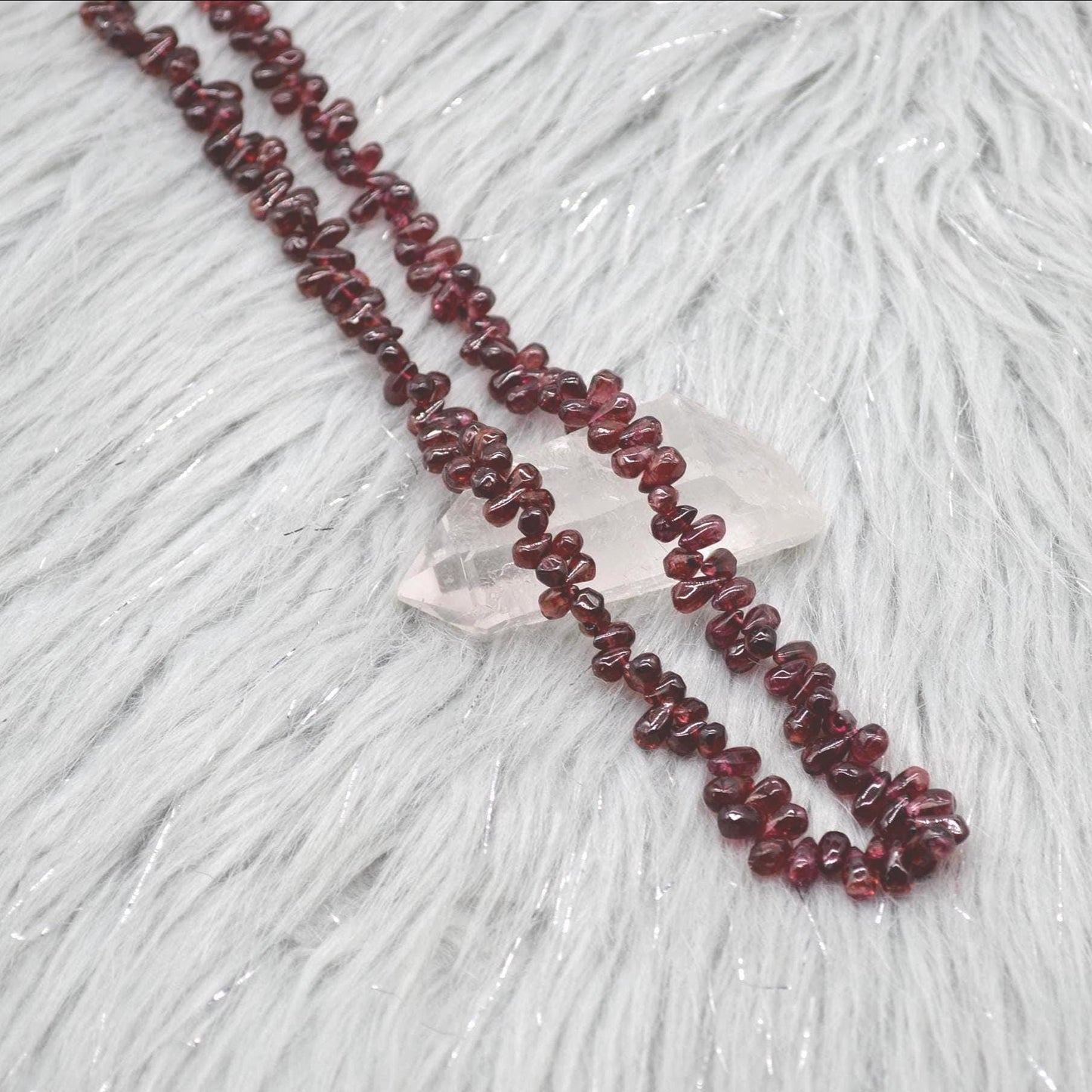 Red Garnet Beaded Necklace: Sterling Silver, January Birthstone, Red Gemstone Jewelry