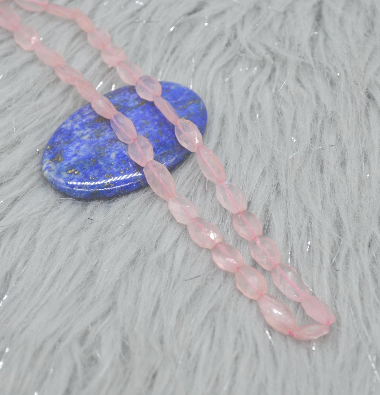 Rose Quartz Beaded Necklace: Pink Gemstone Jewelry, 18 Inches, Sterling Silver
