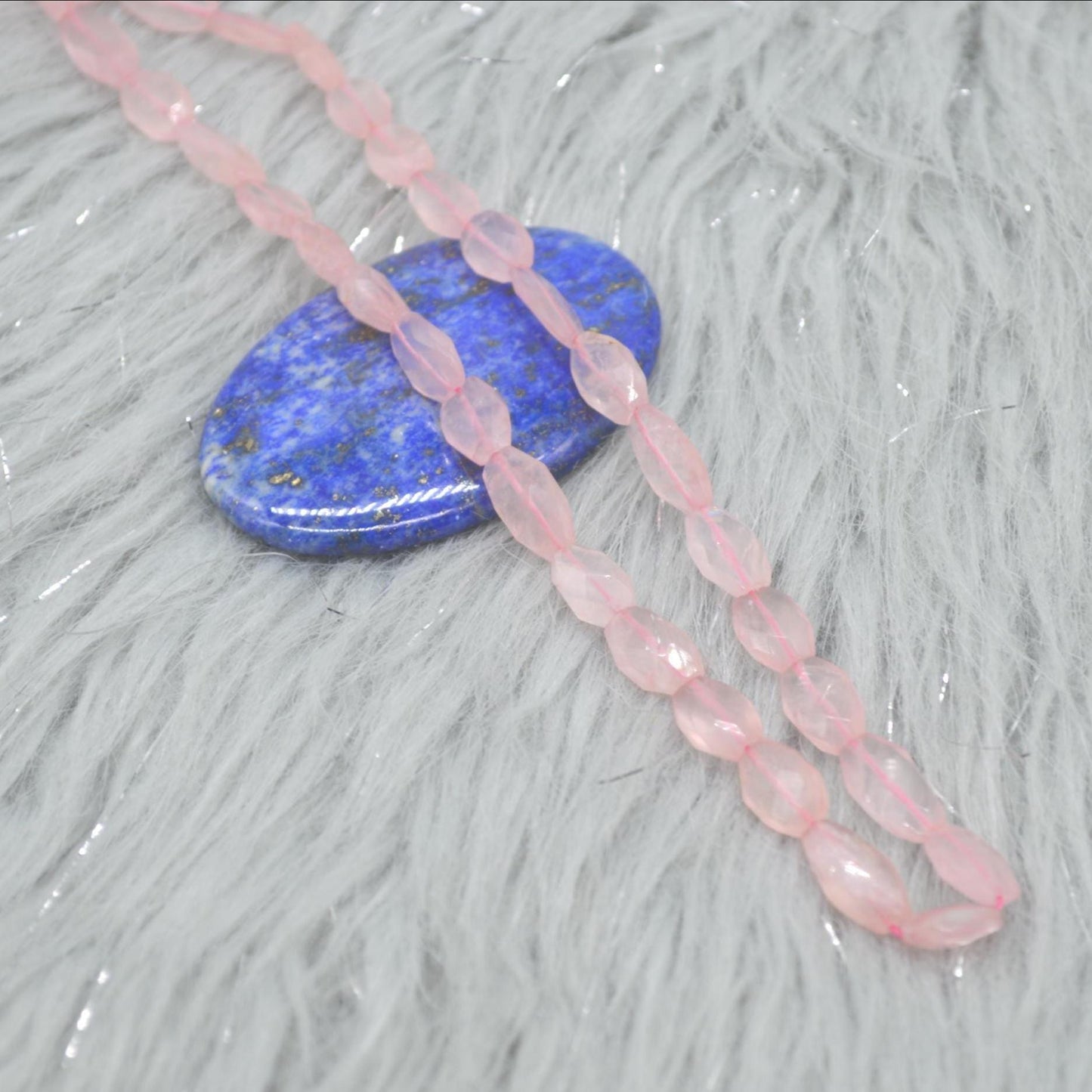 Rose Quartz Beaded Necklace: Pink Gemstone Jewelry, 18 Inches, Sterling Silver