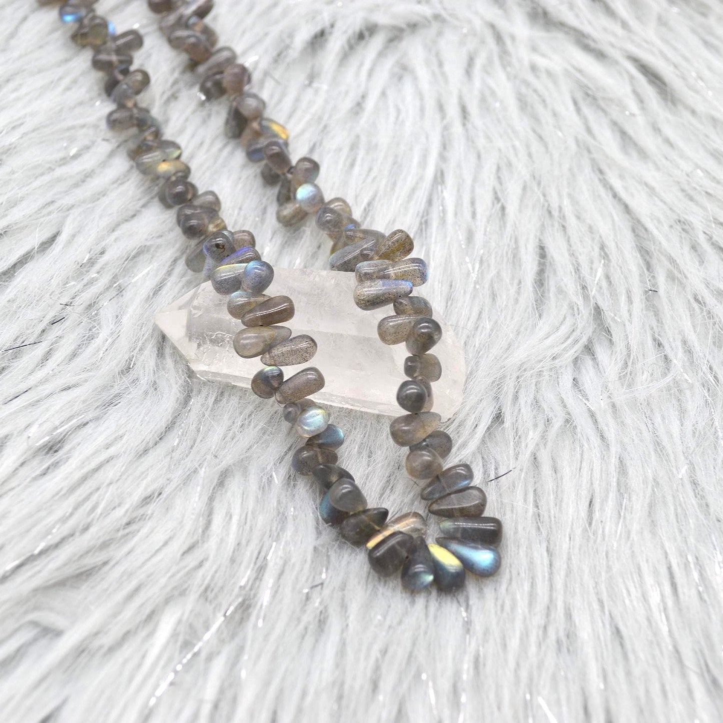 Labradorite Beaded Necklace: Sterling Silver, Blue Grey Gemstone Jewelry
