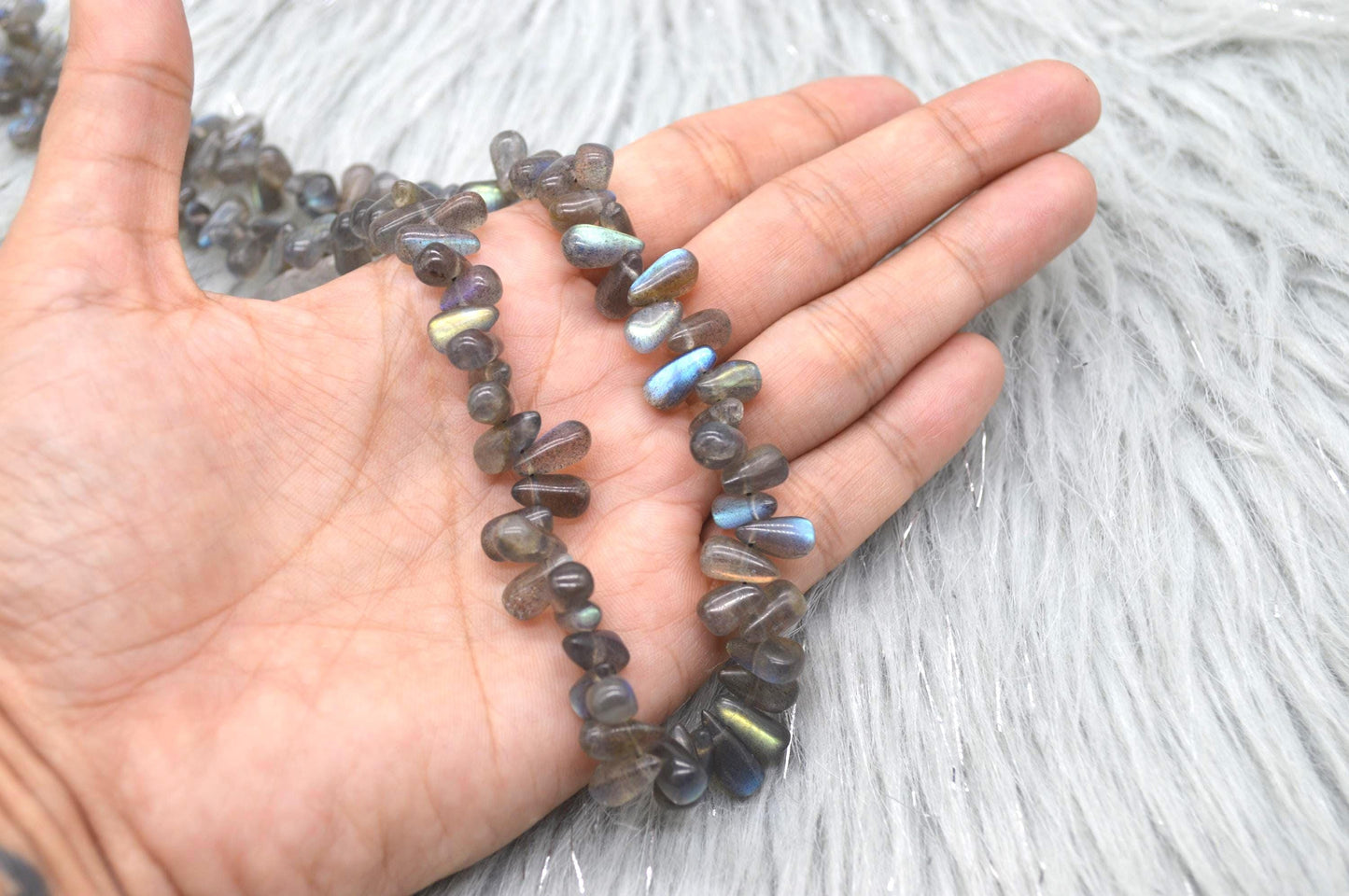 Labradorite Beaded Necklace: Sterling Silver, Blue Grey Gemstone Jewelry