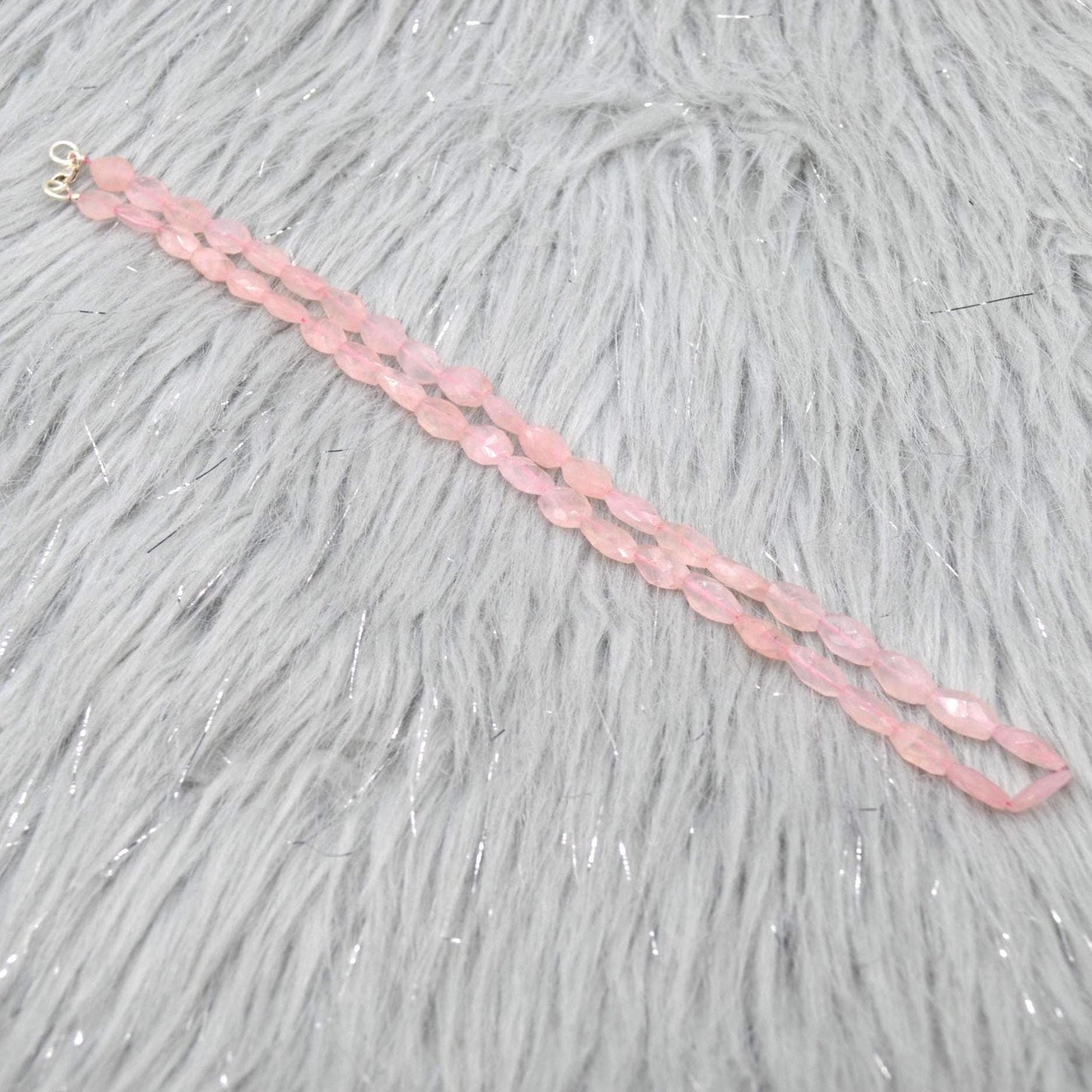 Rose Quartz Beaded Necklace: Pink Gemstone Jewelry, 18 Inches, Sterling Silver