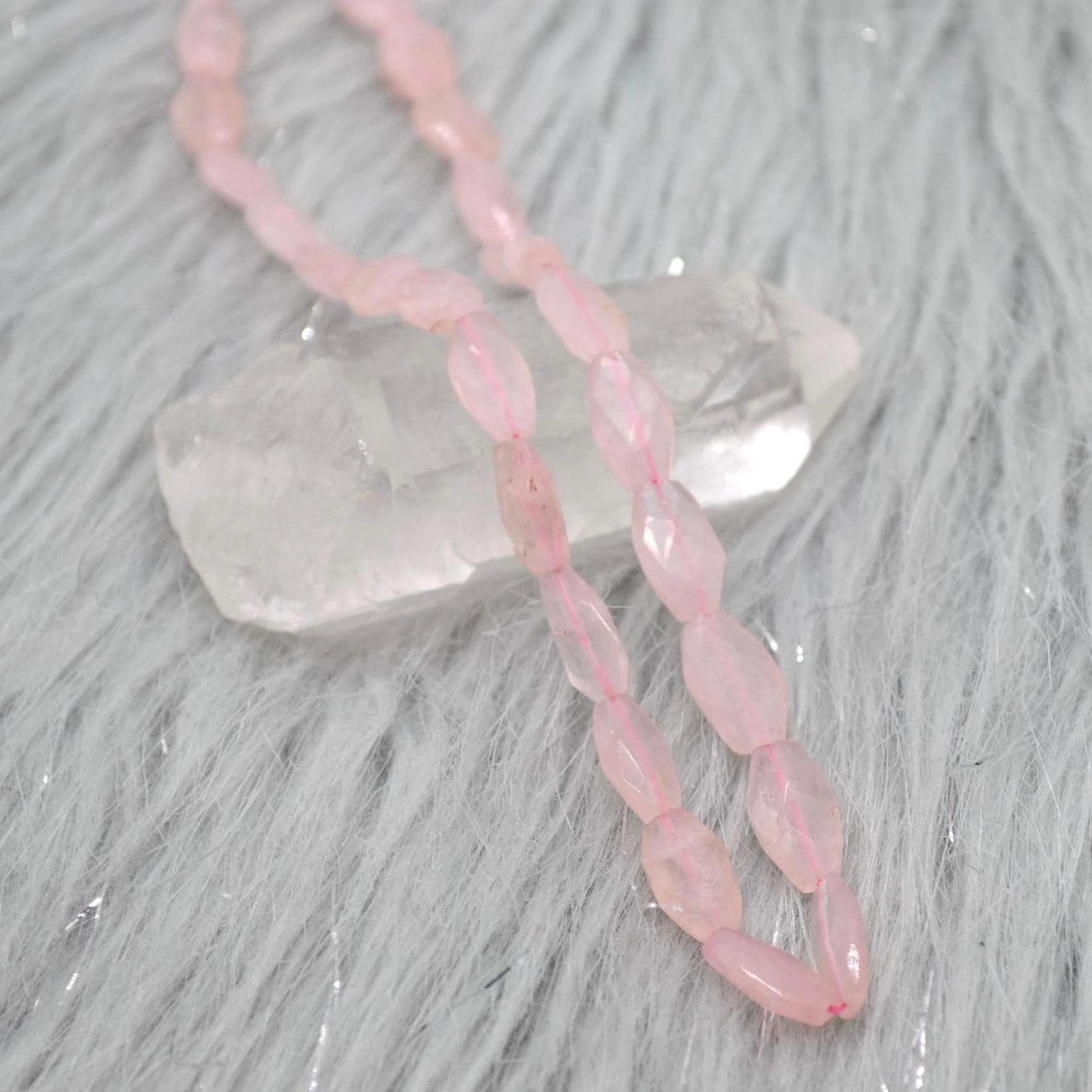 Rose Quartz Beaded Necklace: Pink Gemstone Jewelry, 18 Inches, Sterling Silver