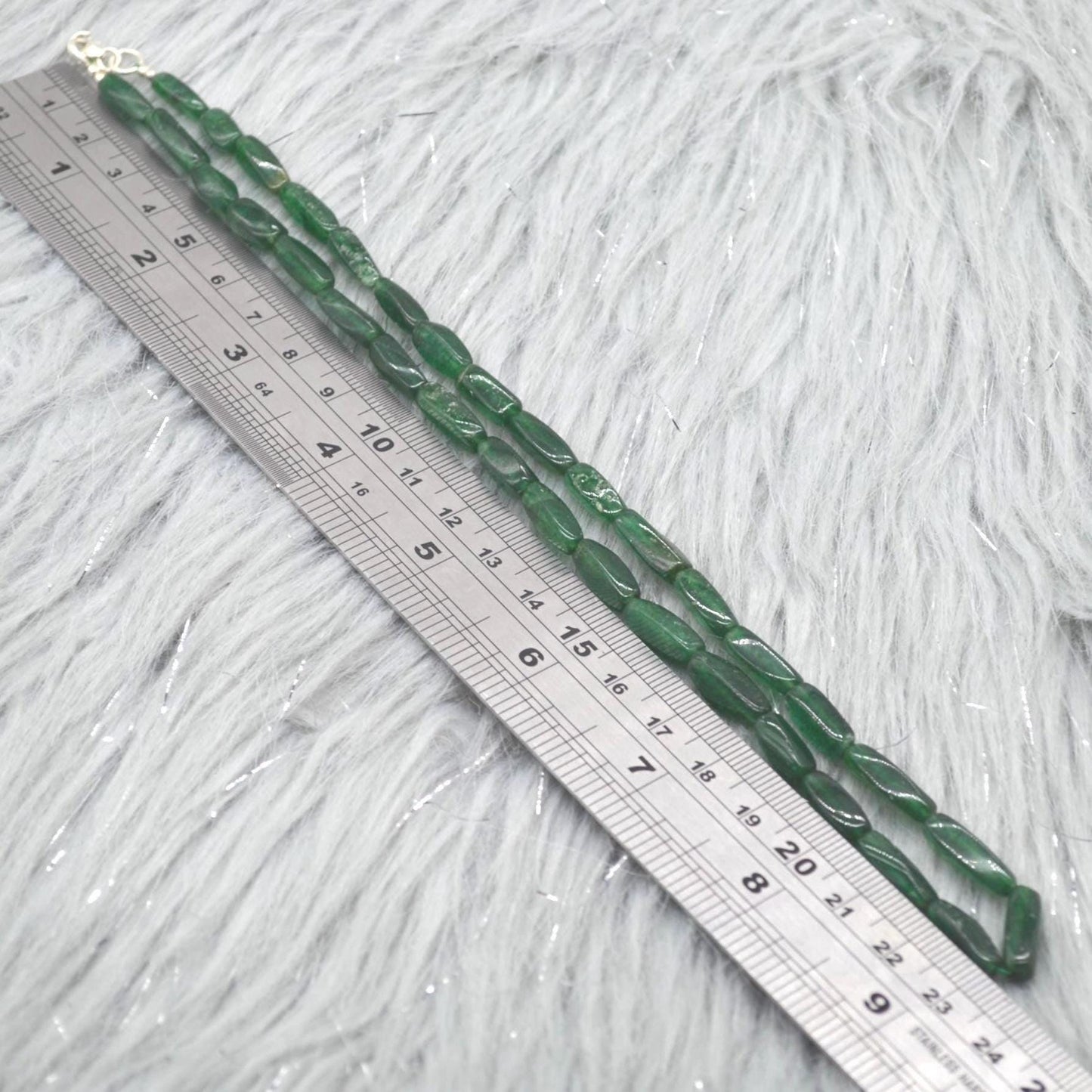 Green Aventurine Beaded Necklace: Sterling Silver, Mint Green Gemstone Jewelry, 18 Inches