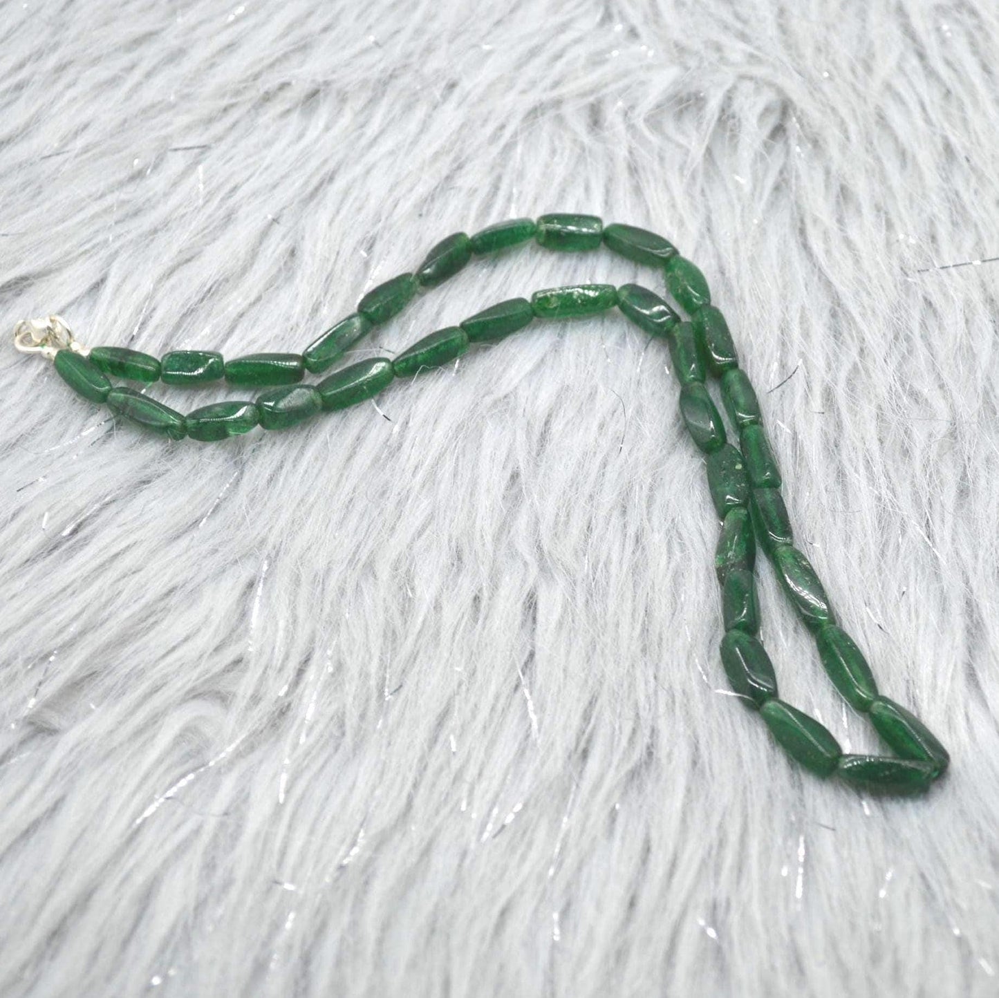 Green Aventurine Beaded Necklace: Sterling Silver, Mint Green Gemstone Jewelry, 18 Inches