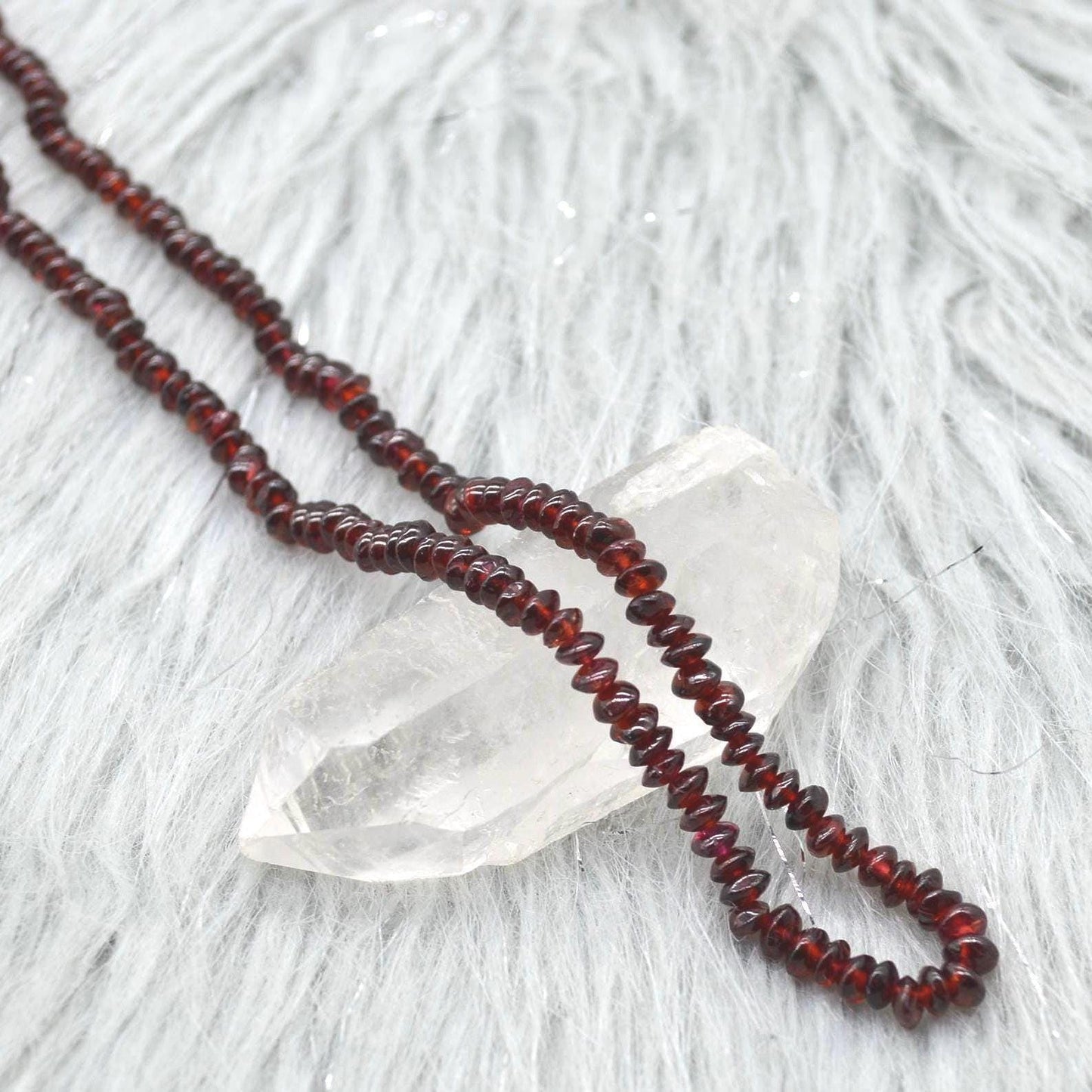 Red Garnet Beaded Necklace: Sterling Silver, January Birthstone, Gemstone Jewelry