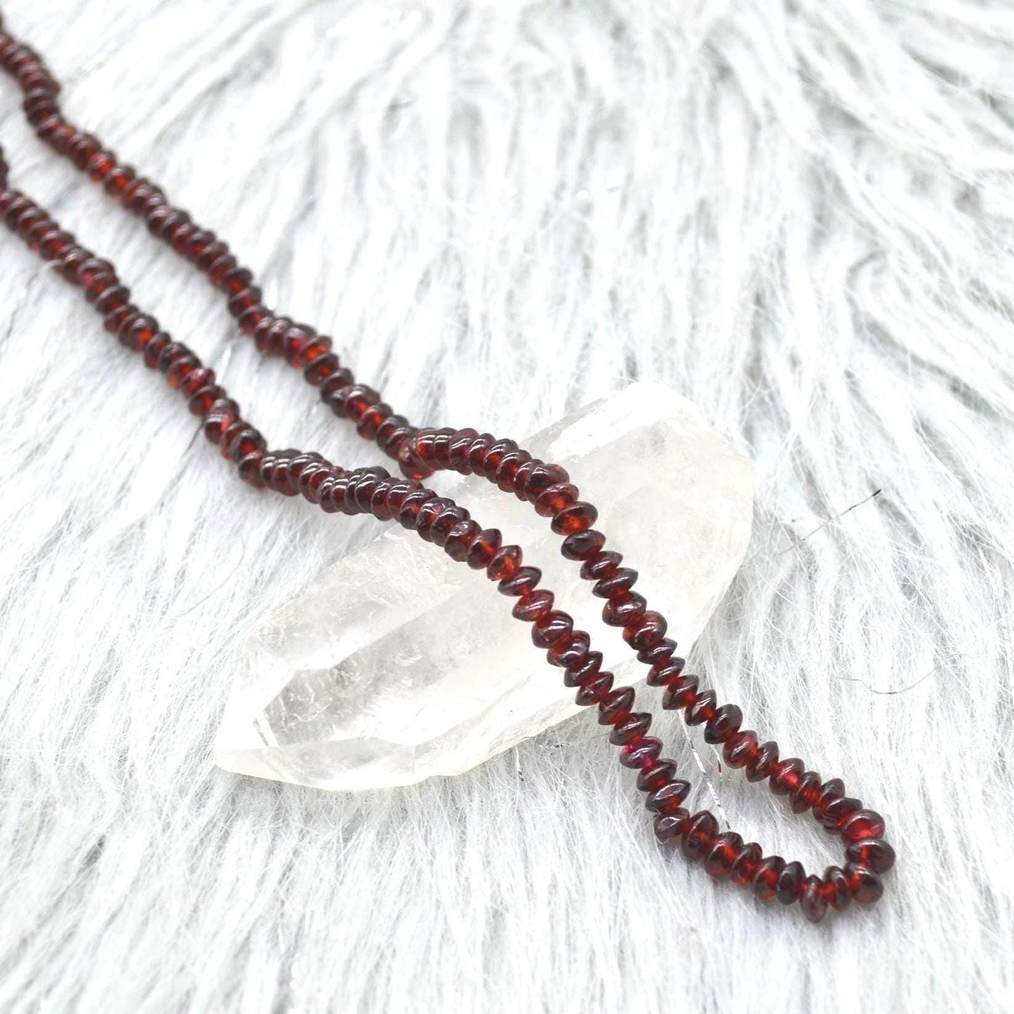Red Garnet Beaded Necklace: Sterling Silver, January Birthstone, Gemstone Jewelry
