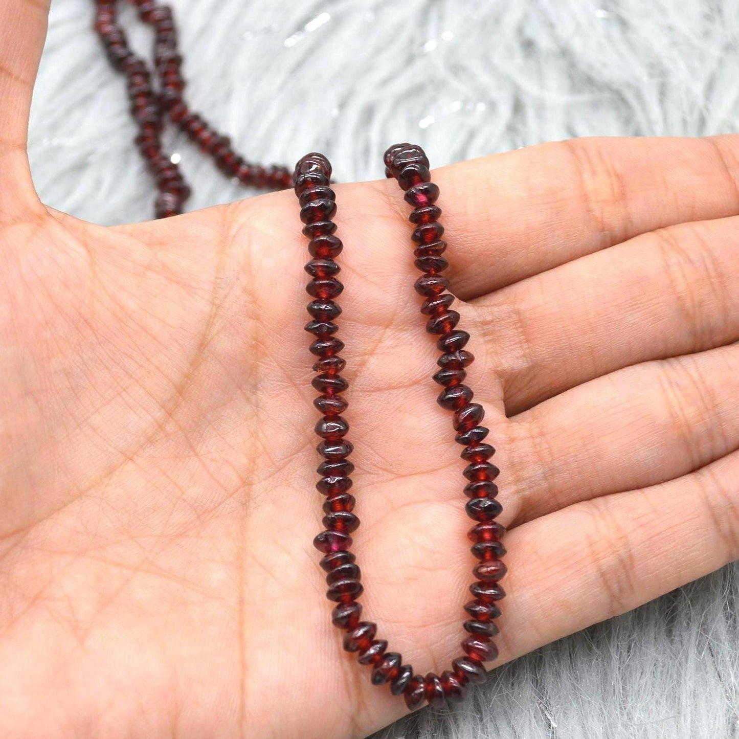 Red Garnet Beaded Necklace: Sterling Silver, January Birthstone, Gemstone Jewelry