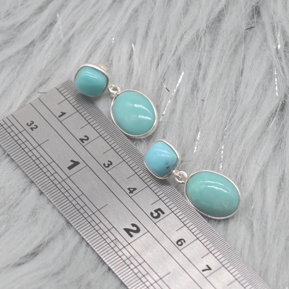 Blue Turquoise Silver Drop Earrings: December Birthstone, Sterling Silver, Boho Gemstone Jewelry
