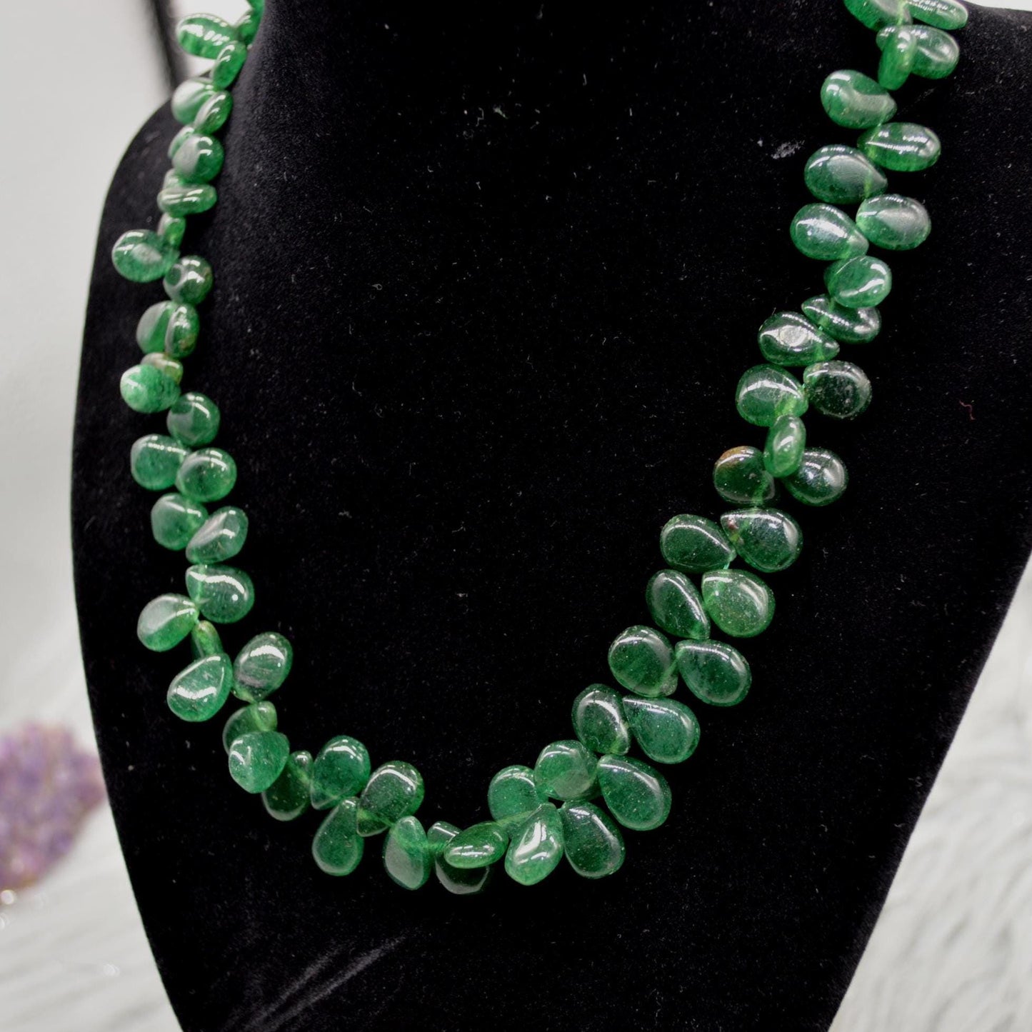Green Aventurine Beaded Necklace: Mint Green Gemstone Jewelry, 16 Inches
