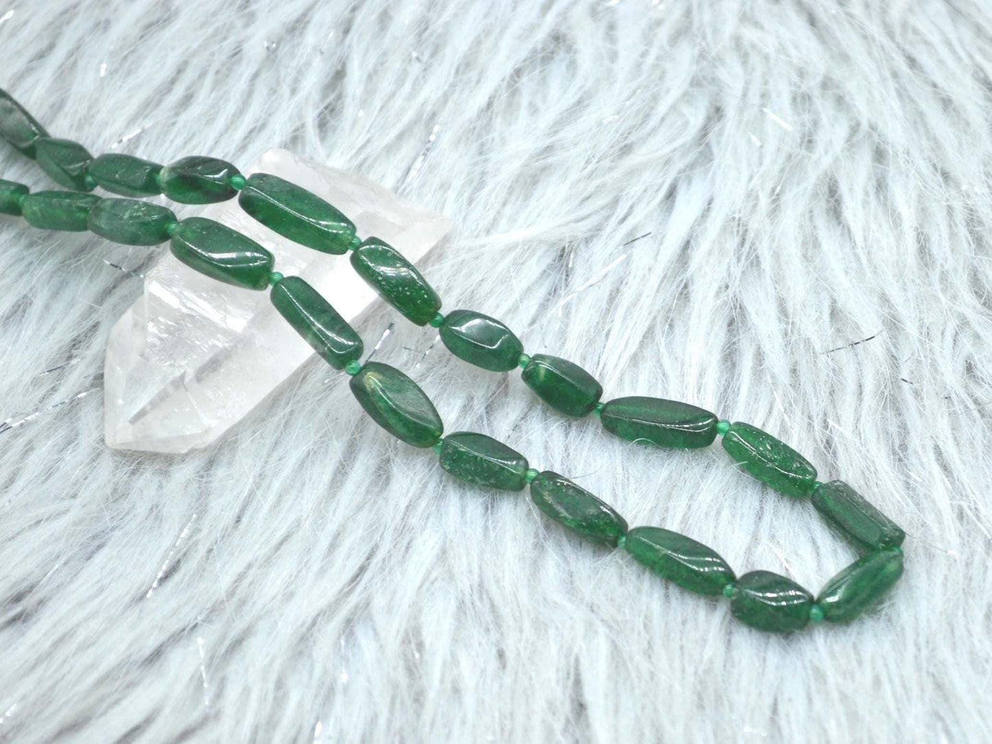Green Aventurine Beaded Necklace: Sterling Silver, Mint Green Gemstone Jewelry, 18 Inches