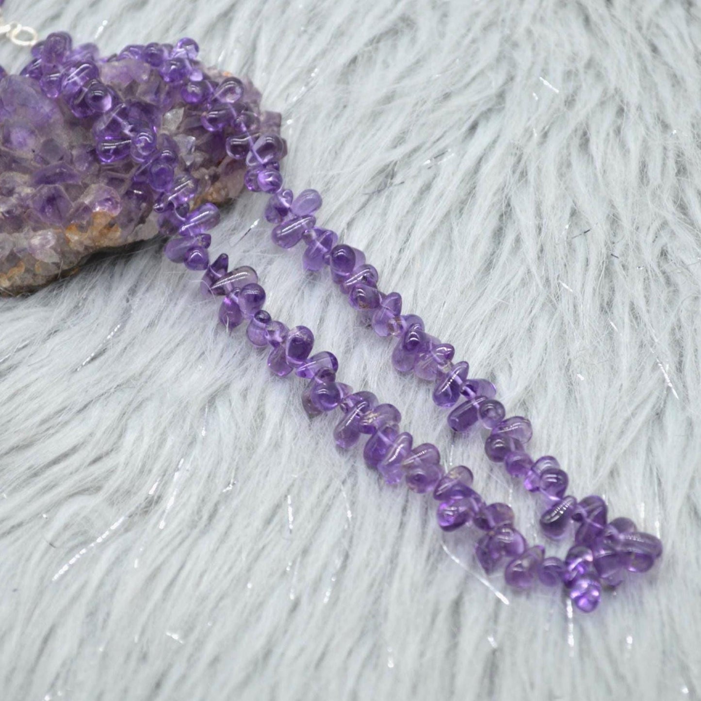 Amethyst Beaded Necklace: Sterling Silver, February Birthstone, Purple Gemstone Jewelry