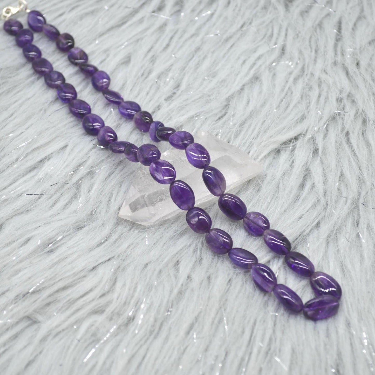 Amethyst Beaded Necklace: Sterling Silver, February Birthstone, Purple Gemstone Jewelry