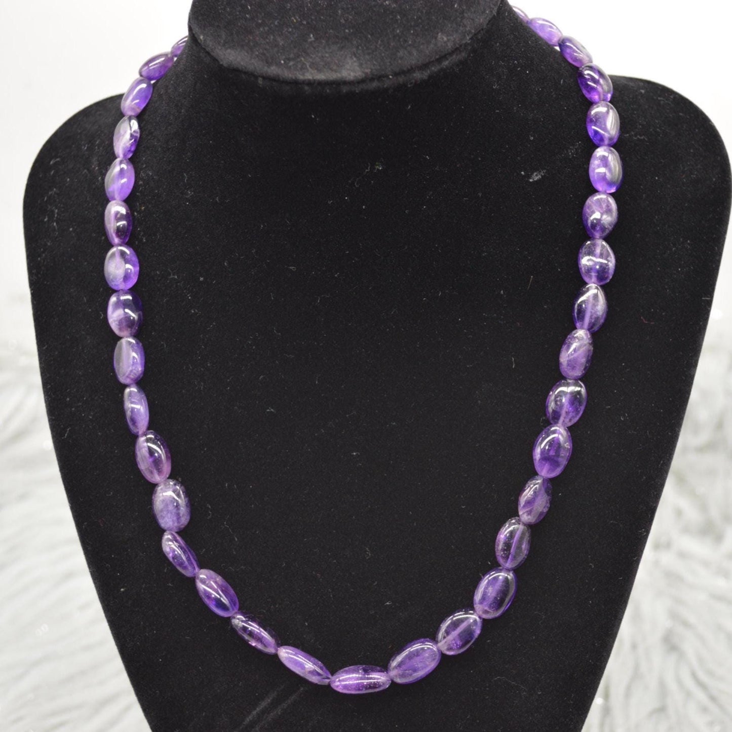 Amethyst Beaded Necklace: Sterling Silver, February Birthstone, Purple Gemstone Jewelry