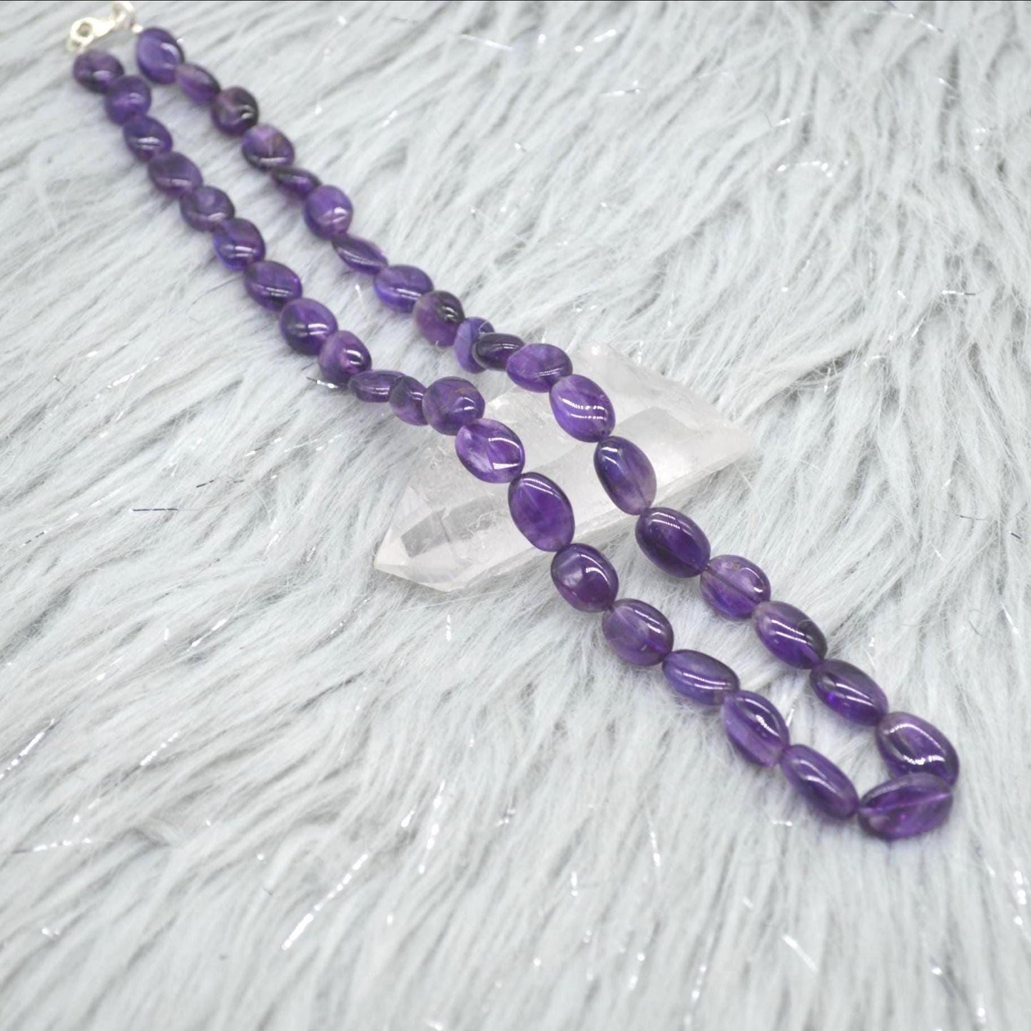 Amethyst Beaded Necklace: Sterling Silver, February Birthstone, Purple Gemstone Jewelry