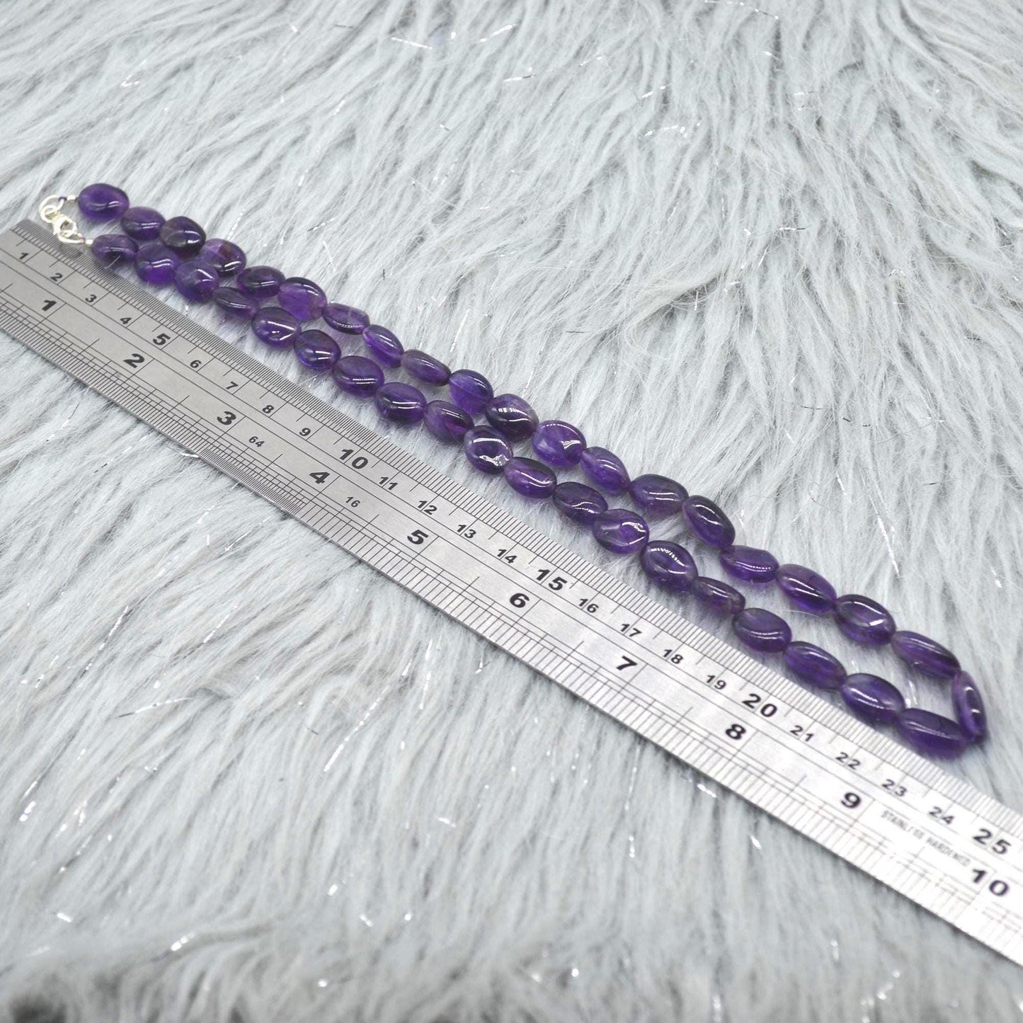 Amethyst Beaded Necklace: Sterling Silver, February Birthstone, Purple Gemstone Jewelry