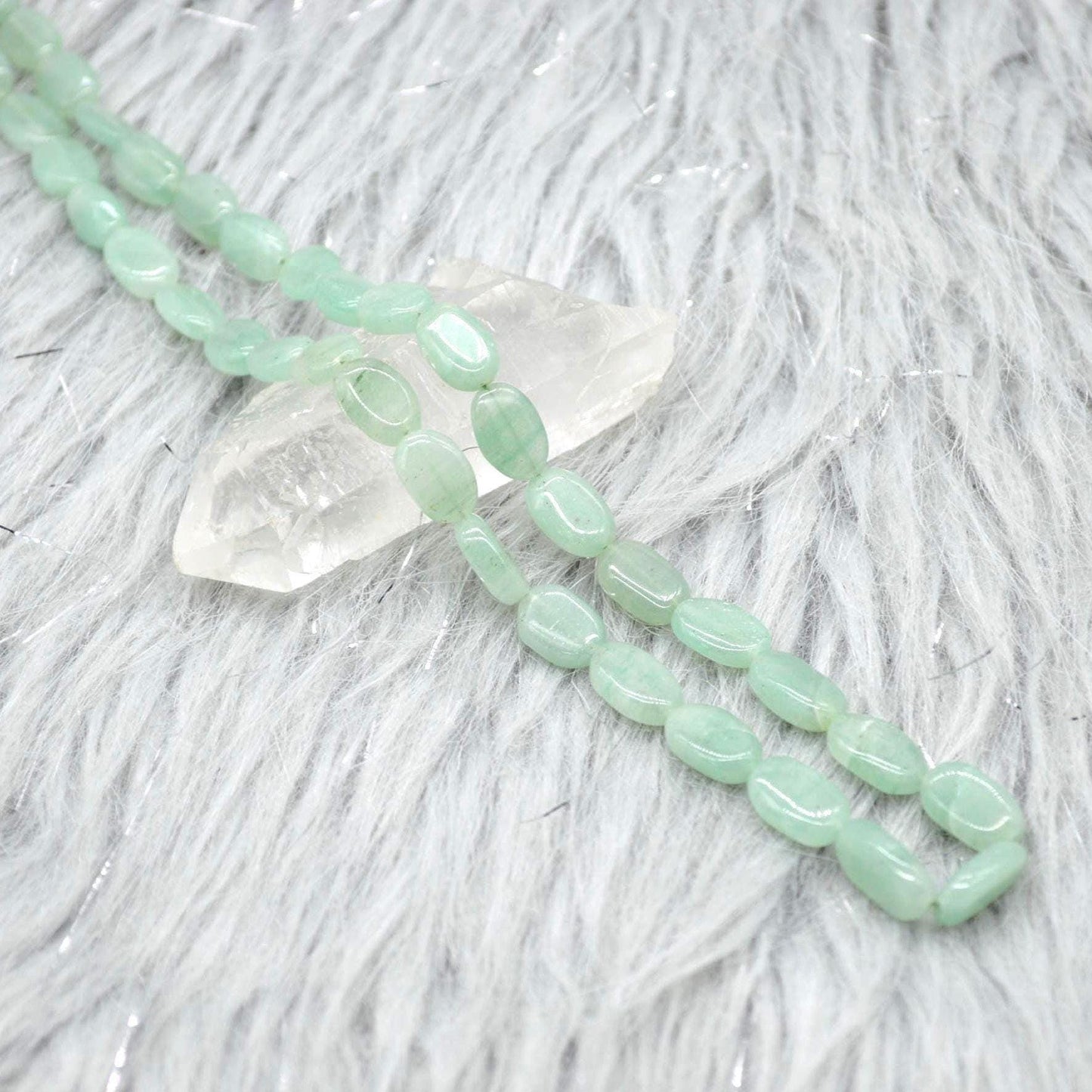 Light Green Aventurine Beaded Necklace: Sterling Silver, Green Gemstone Jewelry, 18 Inches