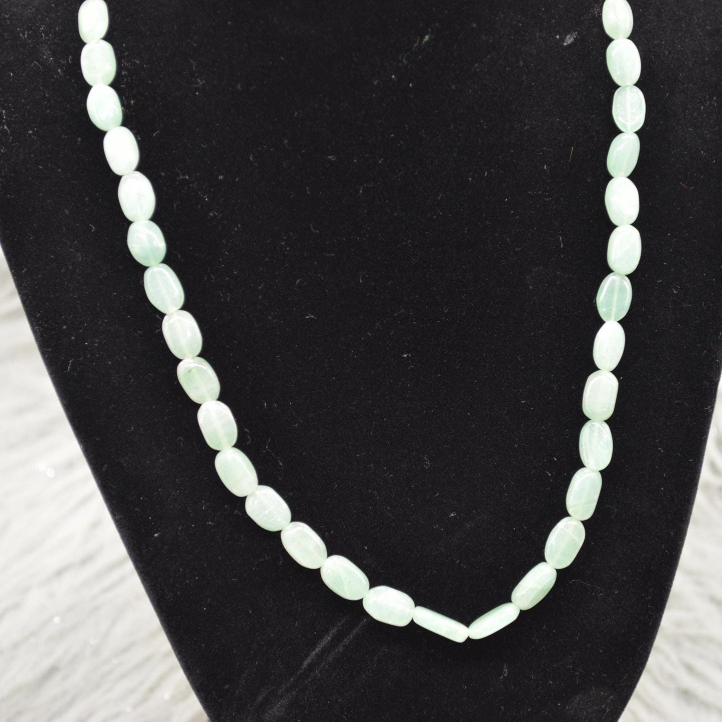 Light Green Aventurine Beaded Necklace: Sterling Silver, Green Gemstone Jewelry, 18 Inches