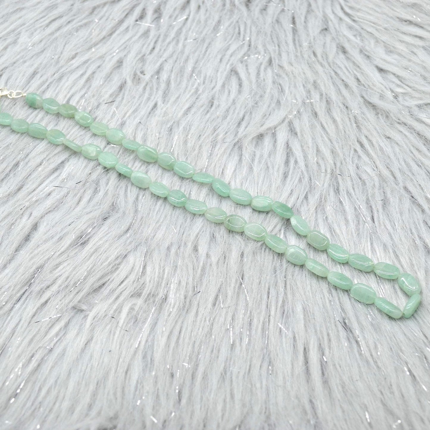 Light Green Aventurine Beaded Necklace: Sterling Silver, Green Gemstone Jewelry, 18 Inches