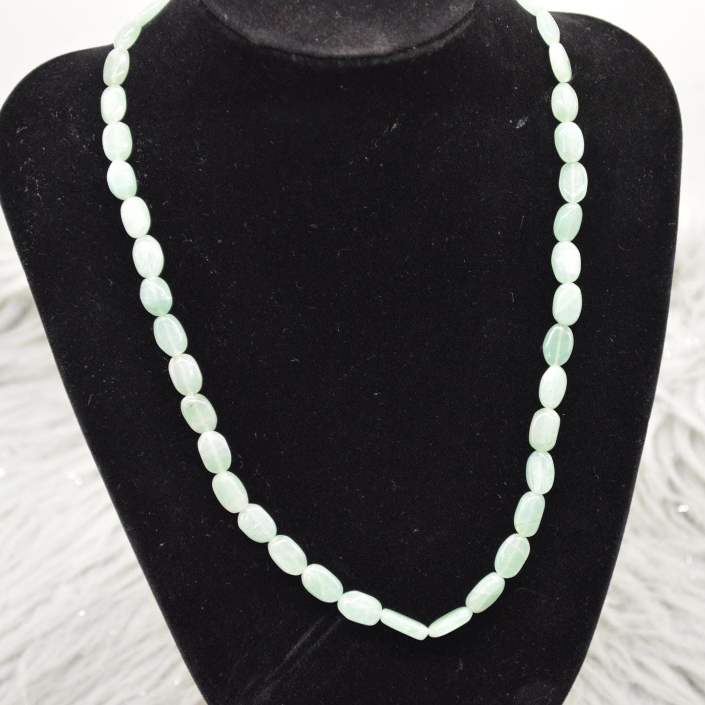 Light Green Aventurine Beaded Necklace: Sterling Silver, Green Gemstone Jewelry, 18 Inches